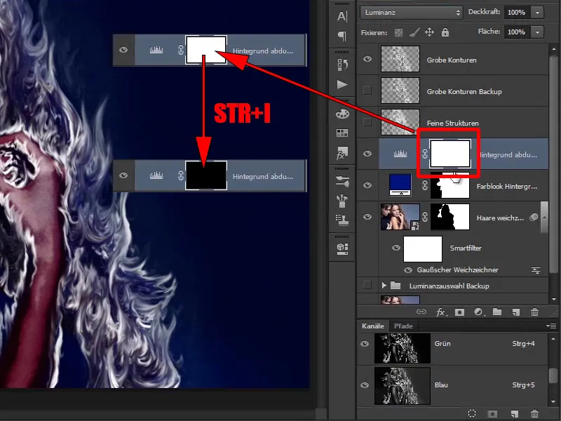 Photoshop composing - Fire and ice - Part 04: Darkening the background and preparing the colors