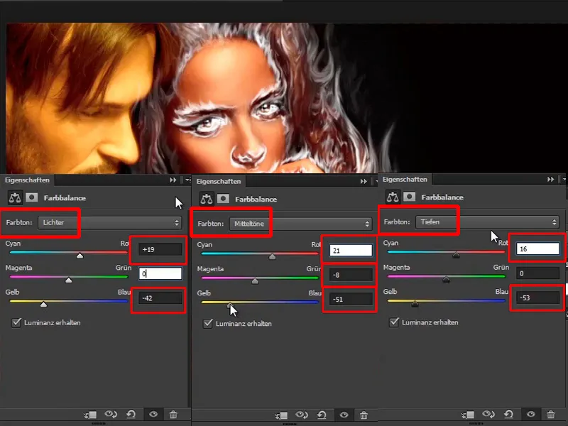 Photoshop composing - Fire and ice - Part 04: Darkening the background and preparing the colors