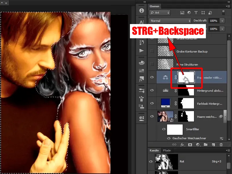 Photoshop composing - Fire and ice - Part 04: Darkening the background and preparing the colors