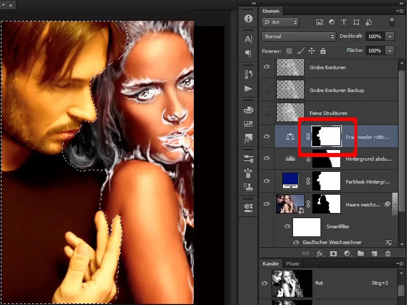 Photoshop composing - Fire and ice - Part 04: Darkening the background and preparing the colors