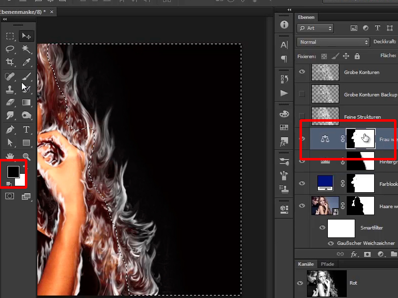 Photoshop-Composing - Feuer und Eis - Teil 04: Hintergrund abdunkeln und farblich vorbereiten