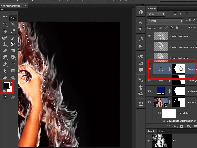 Photoshop composing - Fire and ice - Part 04: Darkening the background and preparing the colors