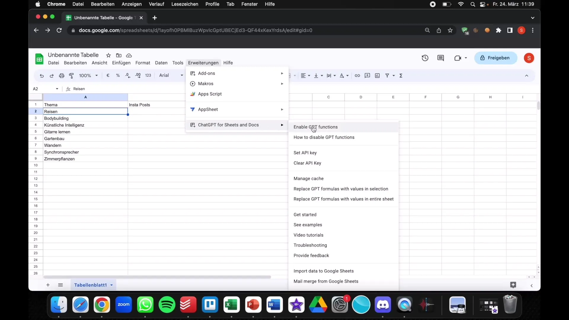 AI pre dáta: Tabuľky Google - prepojenie s ChatGPT