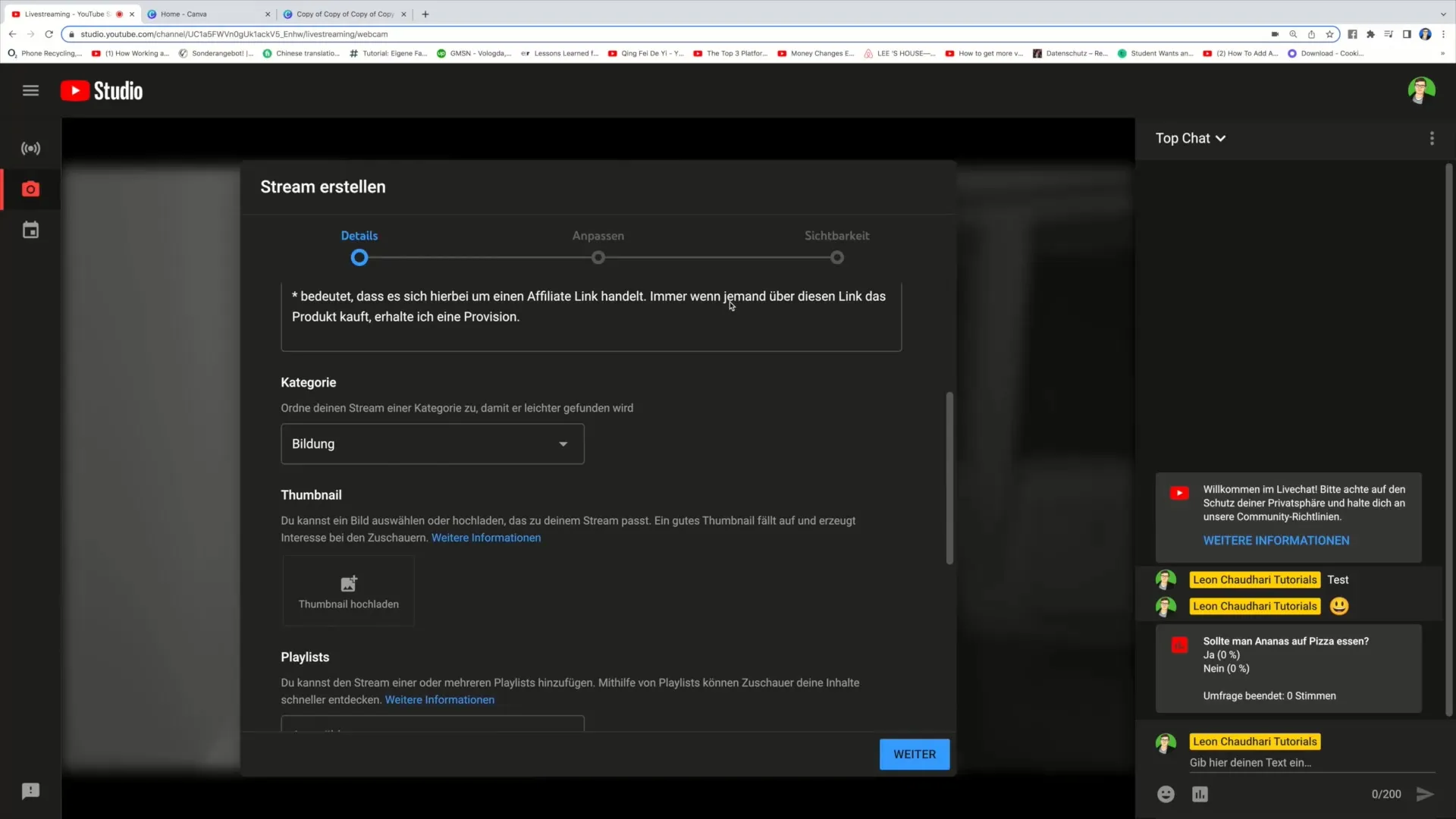 Create professional thumbnails for livestreams