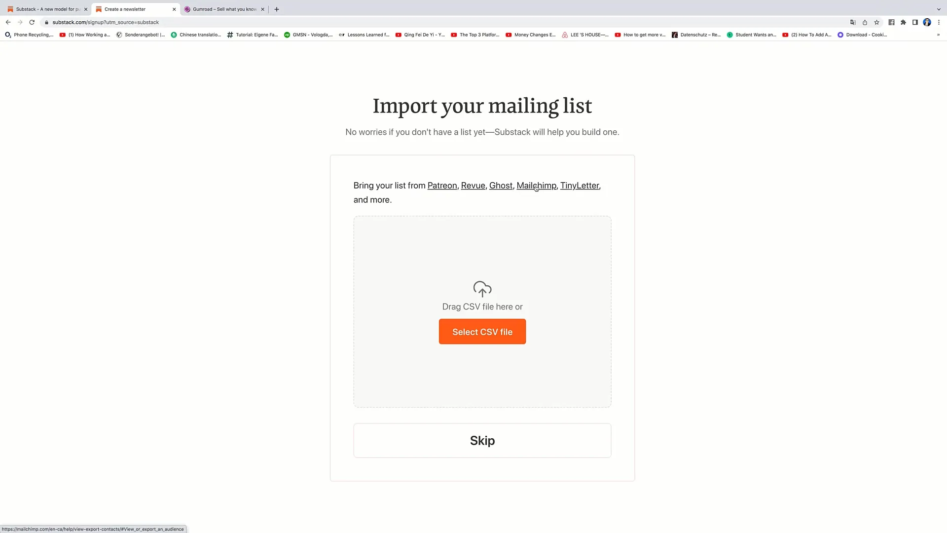 Livestreams ankündigen: Baue deine E-Mail-Liste mit Substack und Gumroad auf