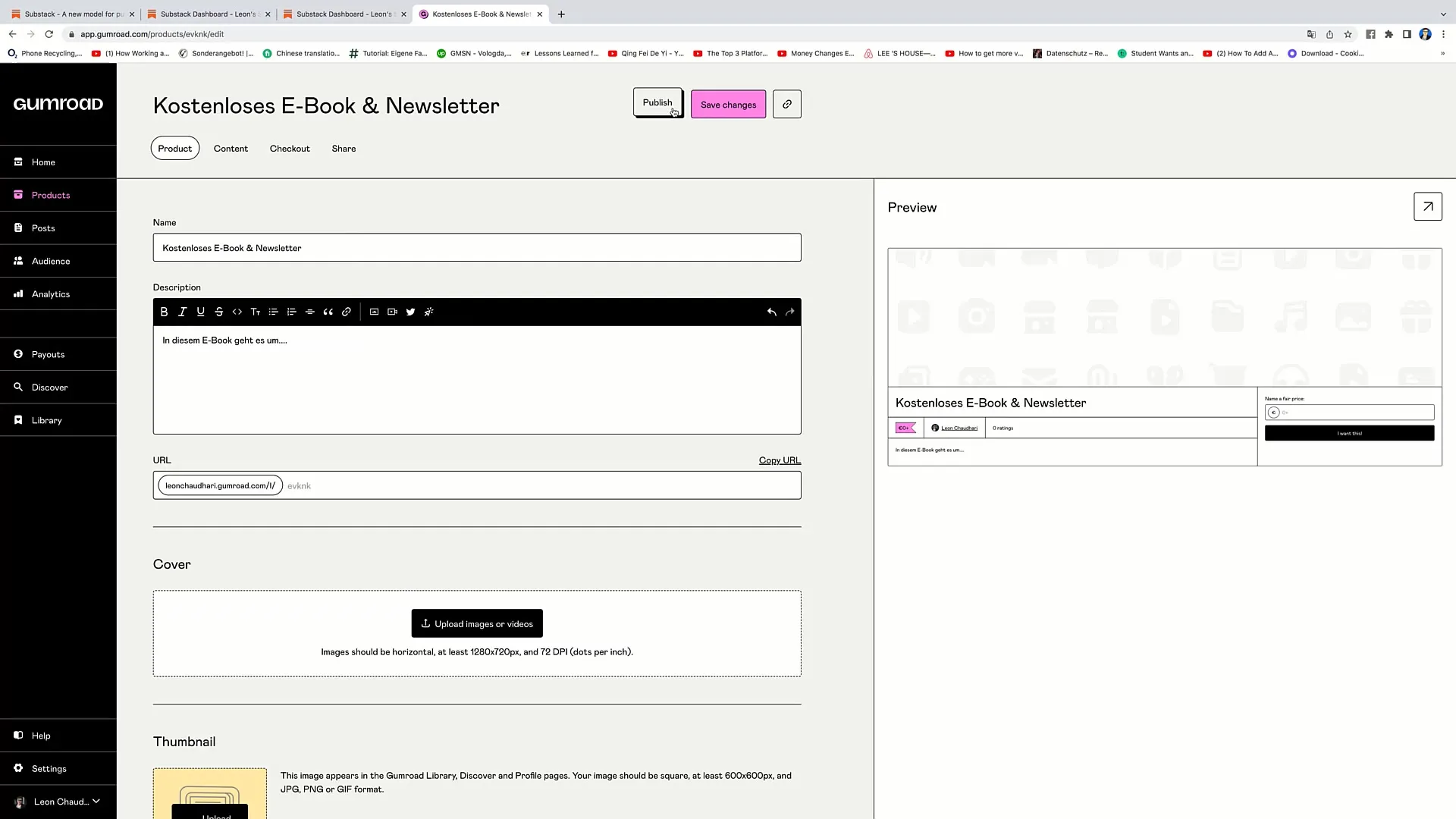 Livestreams ankündigen: Baue deine E-Mail-Liste mit Substack und Gumroad auf