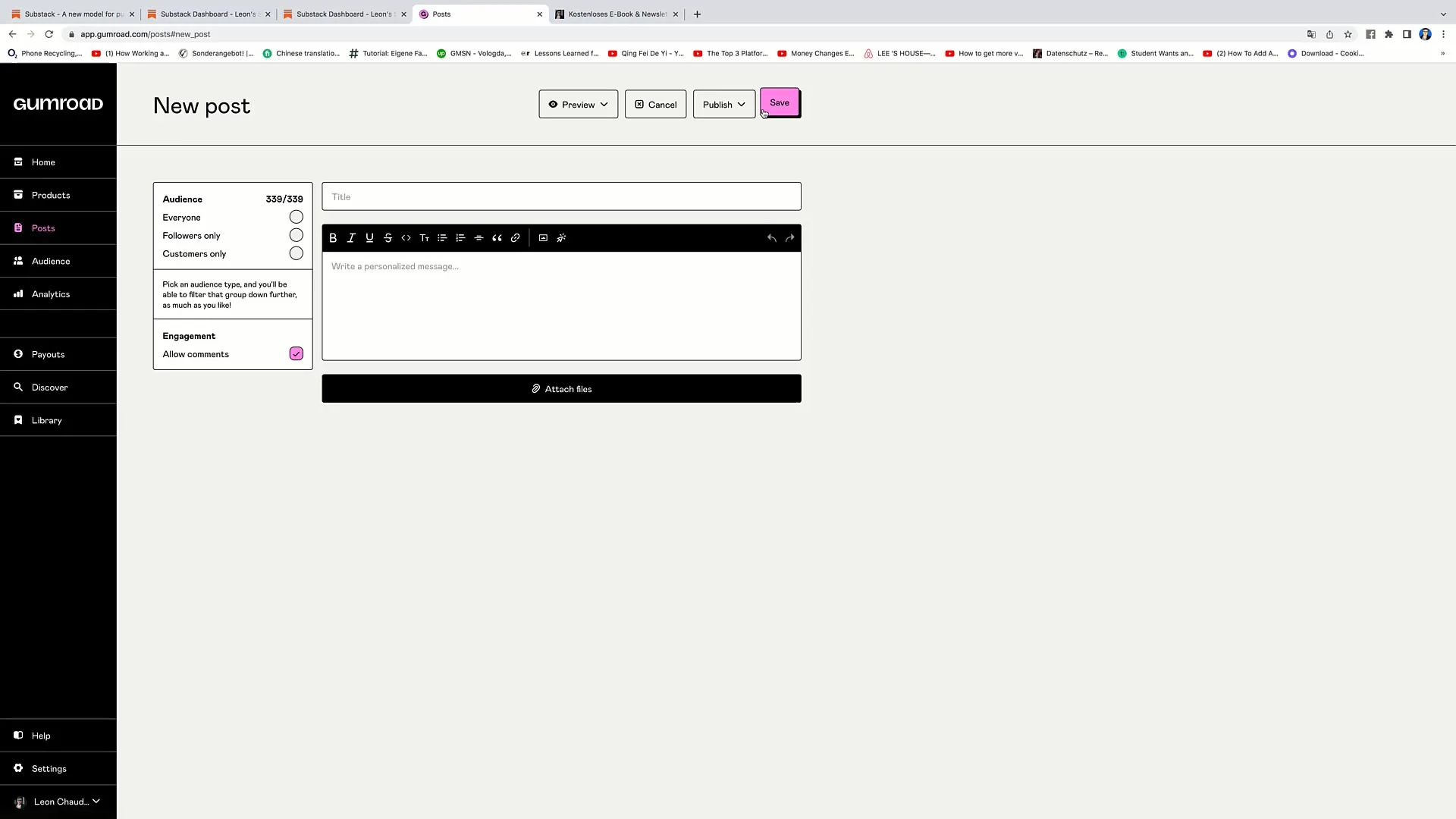 Livestreams ankündigen: Baue deine E-Mail-Liste mit Substack und Gumroad auf
