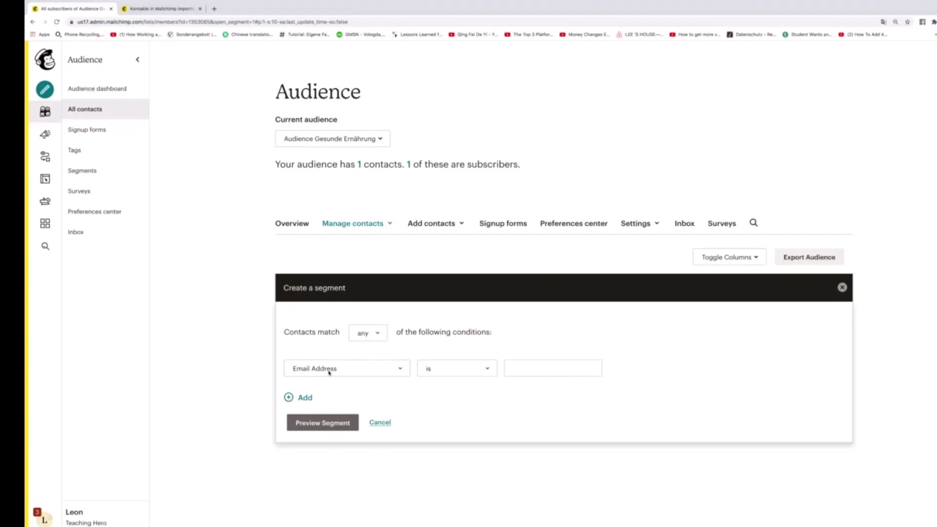 Эффективное соединение тегов и сегментов в Mailchimp