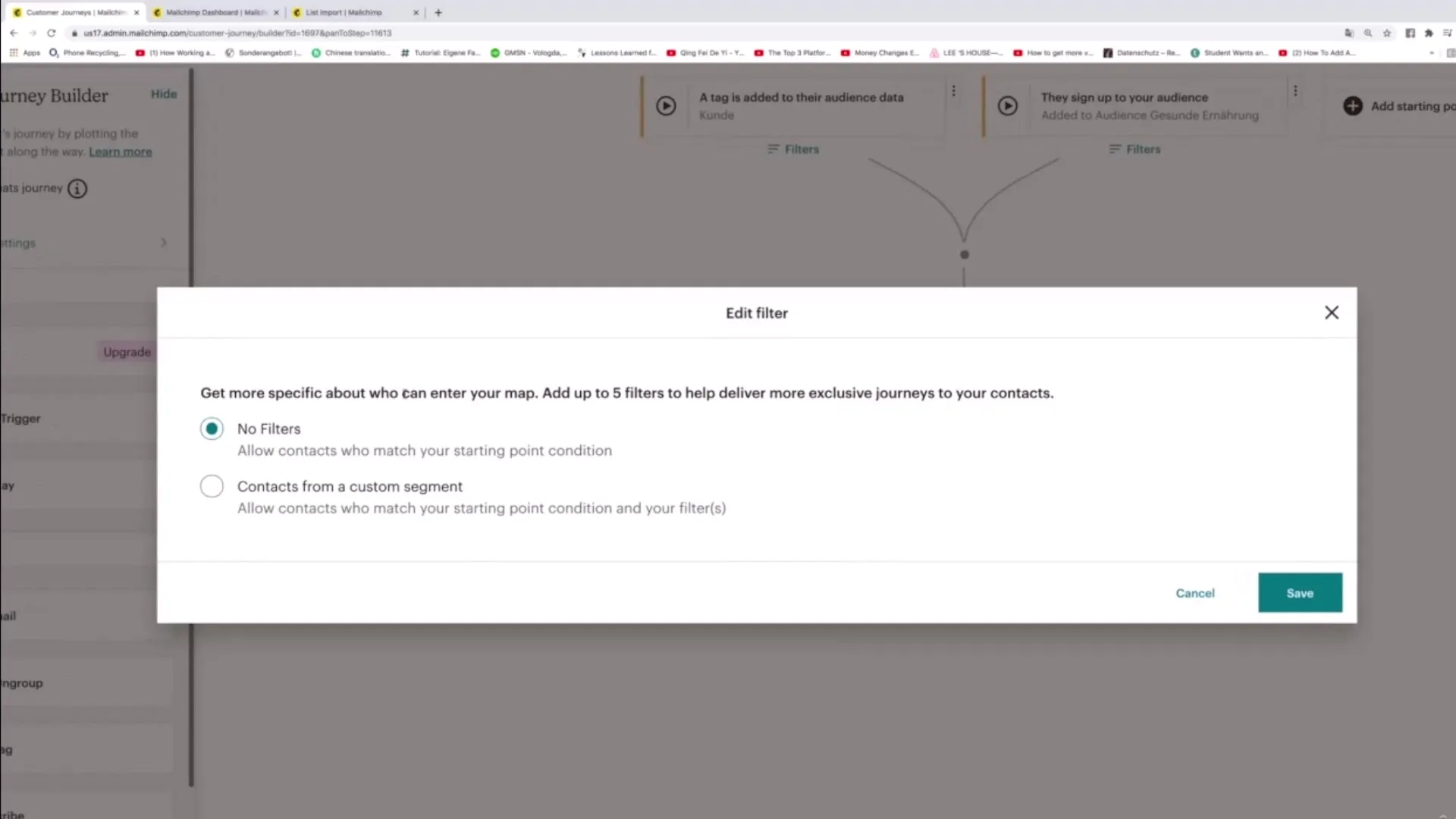 Optymalizacja triggera w Customer Journey z Mailchimp
