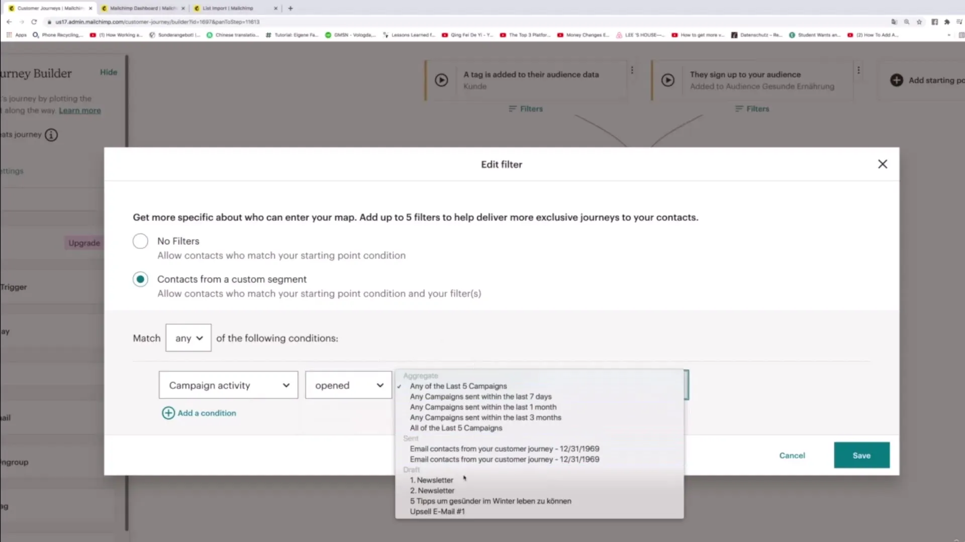 Optymalizacja Trigger w Customer Journey z Mailchimp