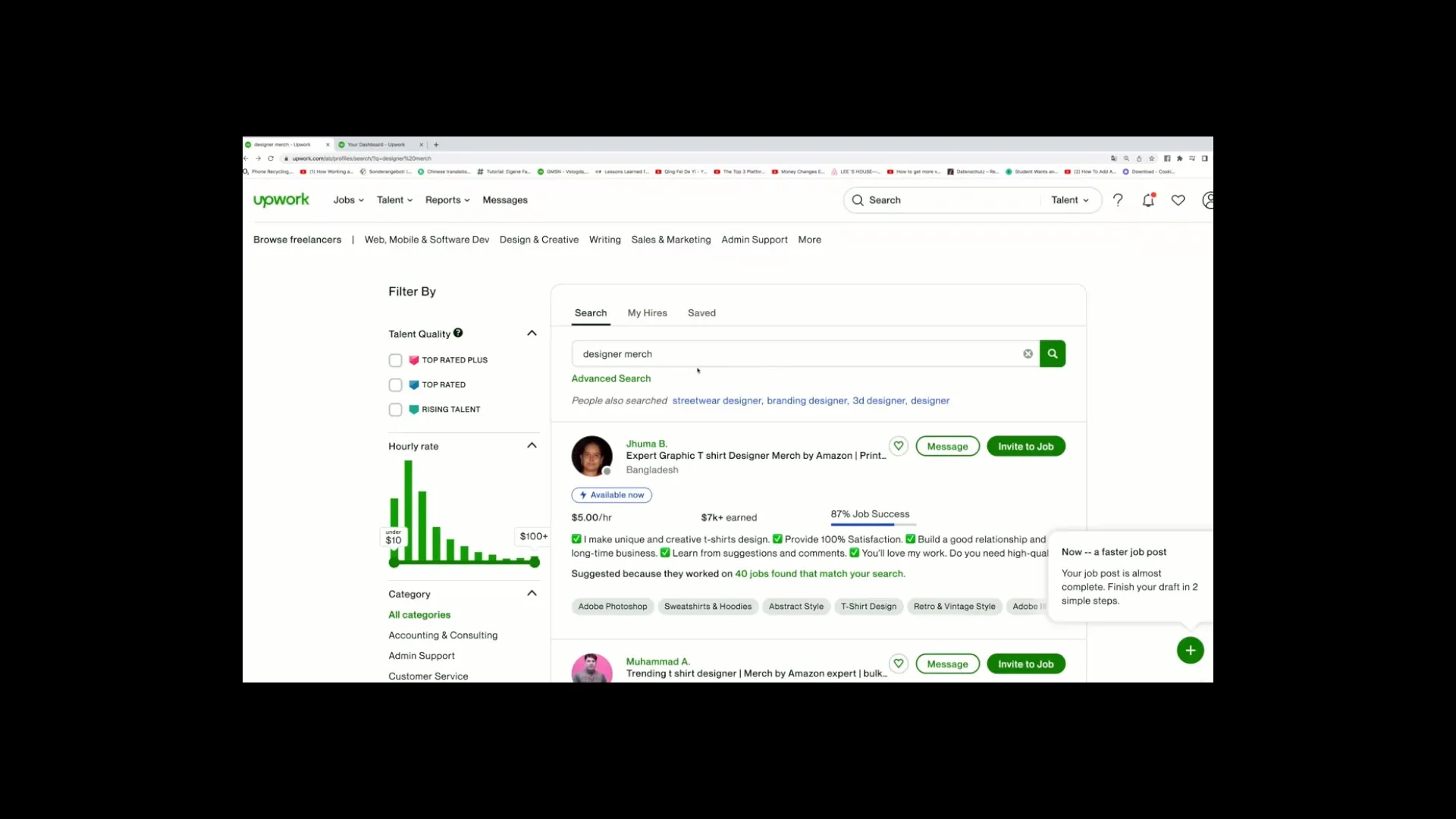 Find efficient merchandise designers on Upwork