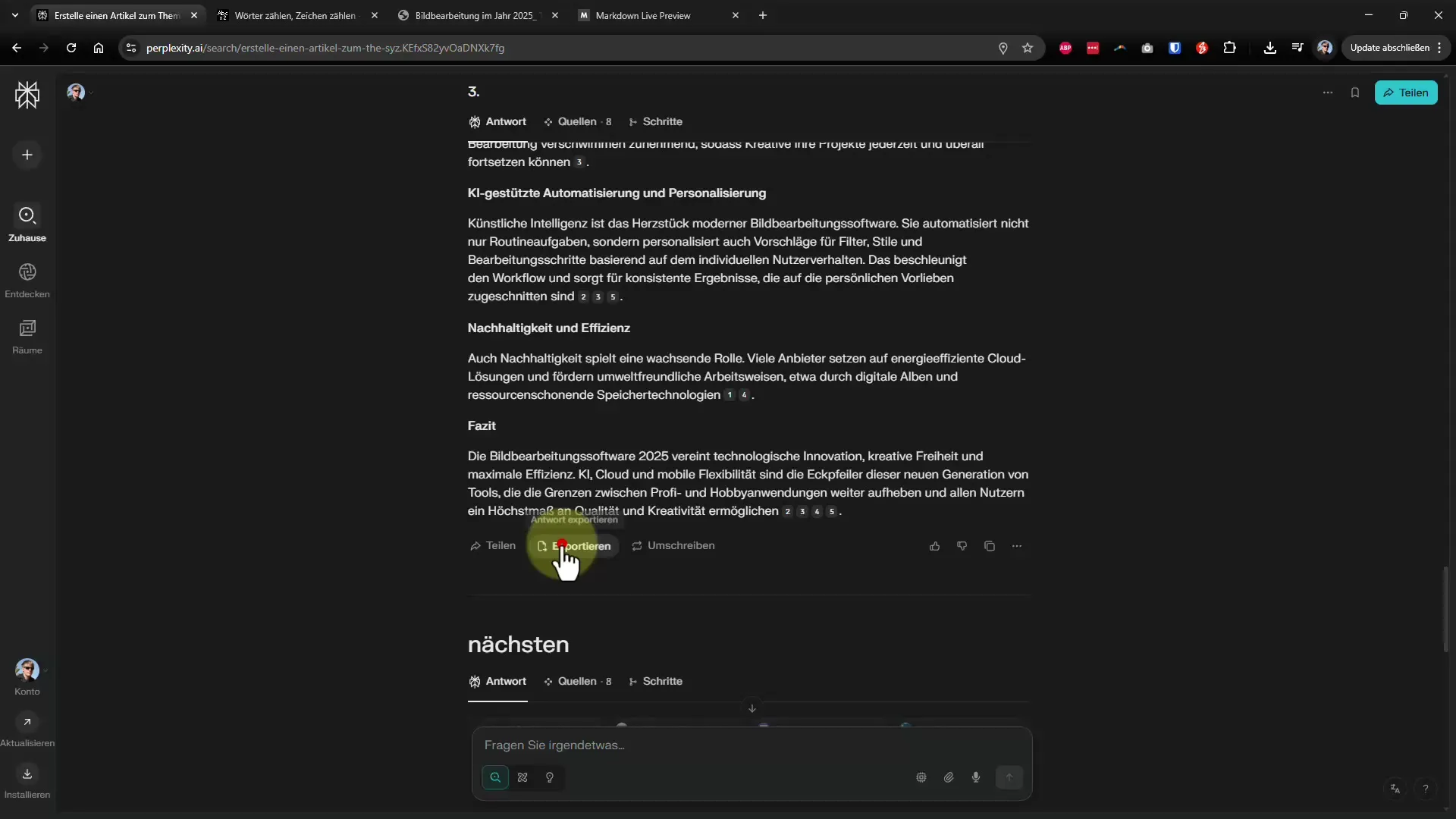 Lange Artikel effektiv schreiben mit Perplexity AI