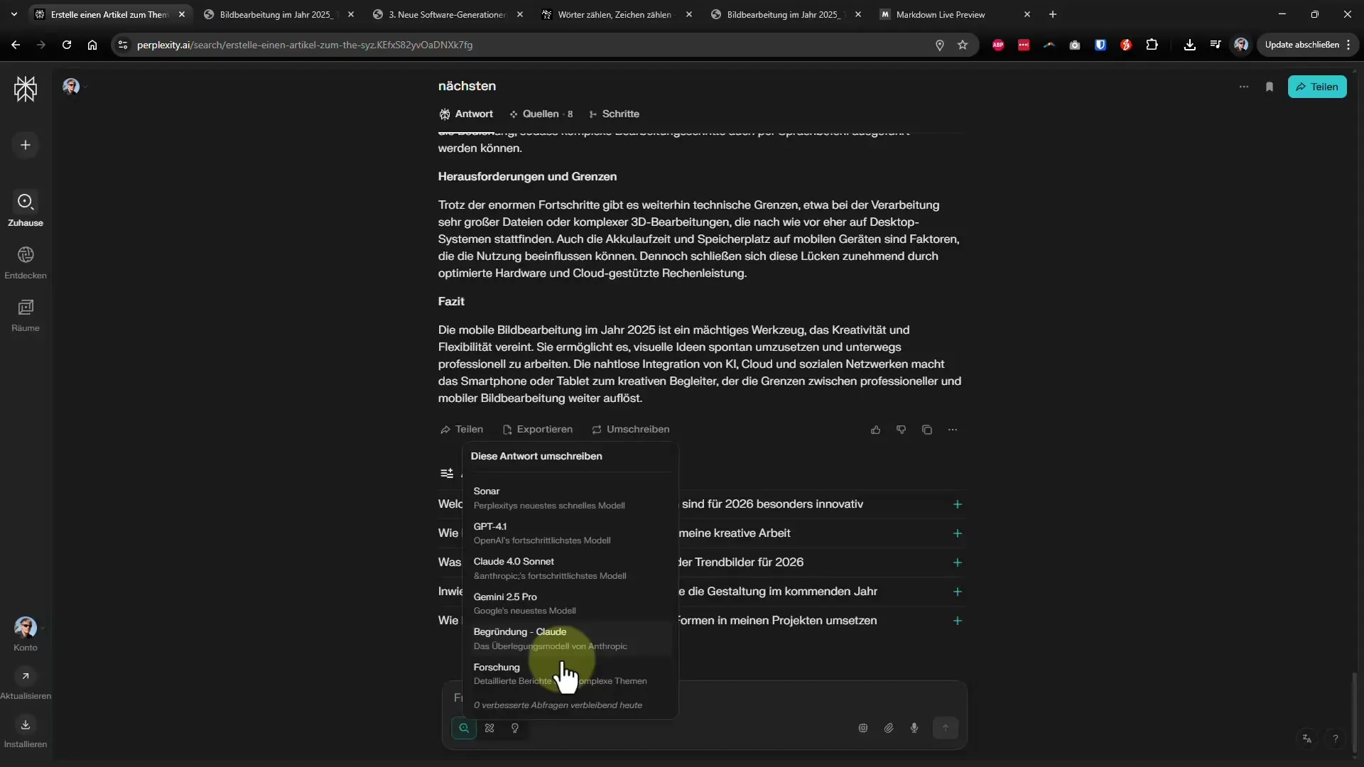 Lange Artikel effektiv schreiben mit Perplexity AI