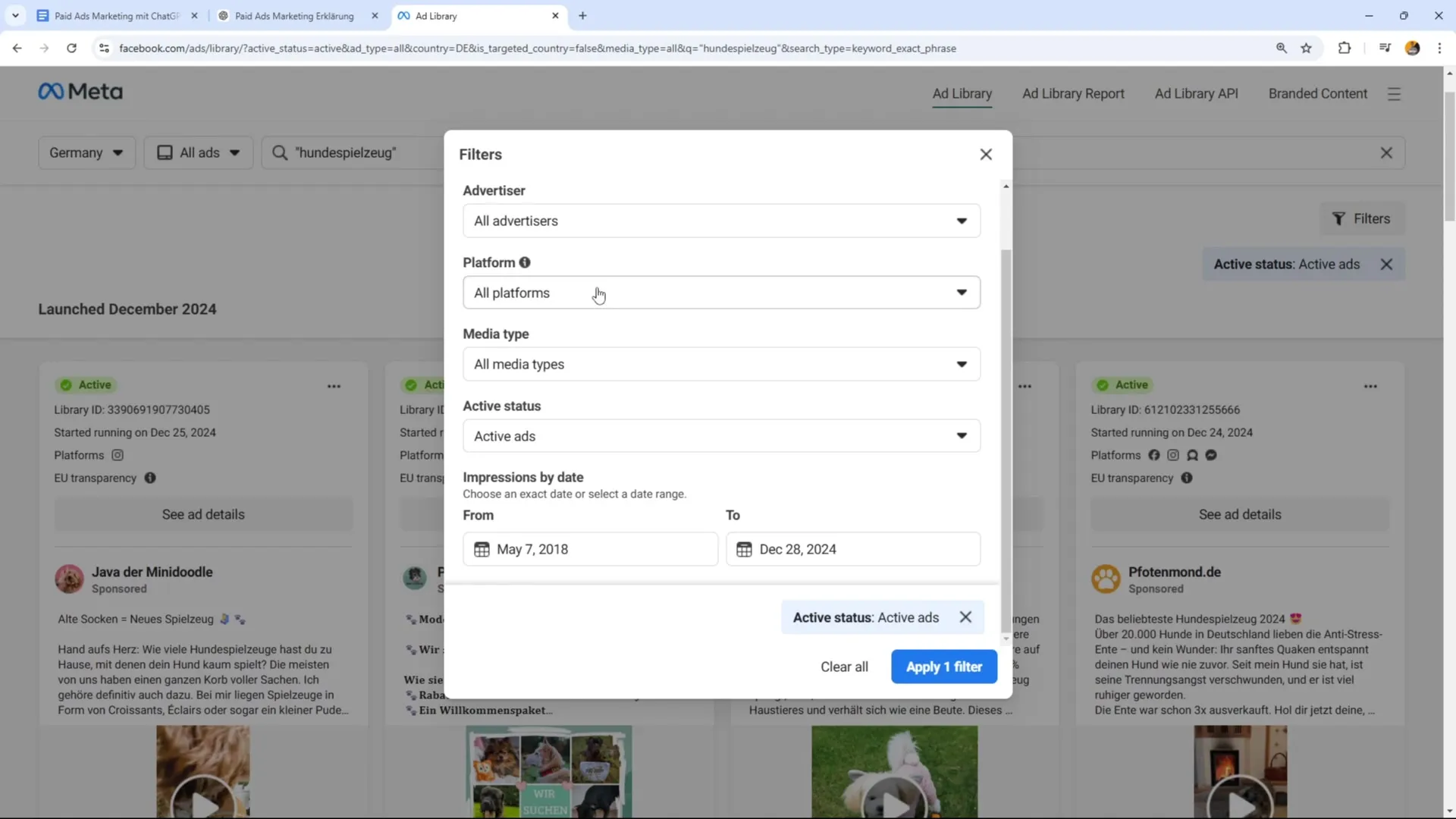 Inspiration finden mit der Facebook Ads Library Inspiration finden mit der Facebook Ads Library