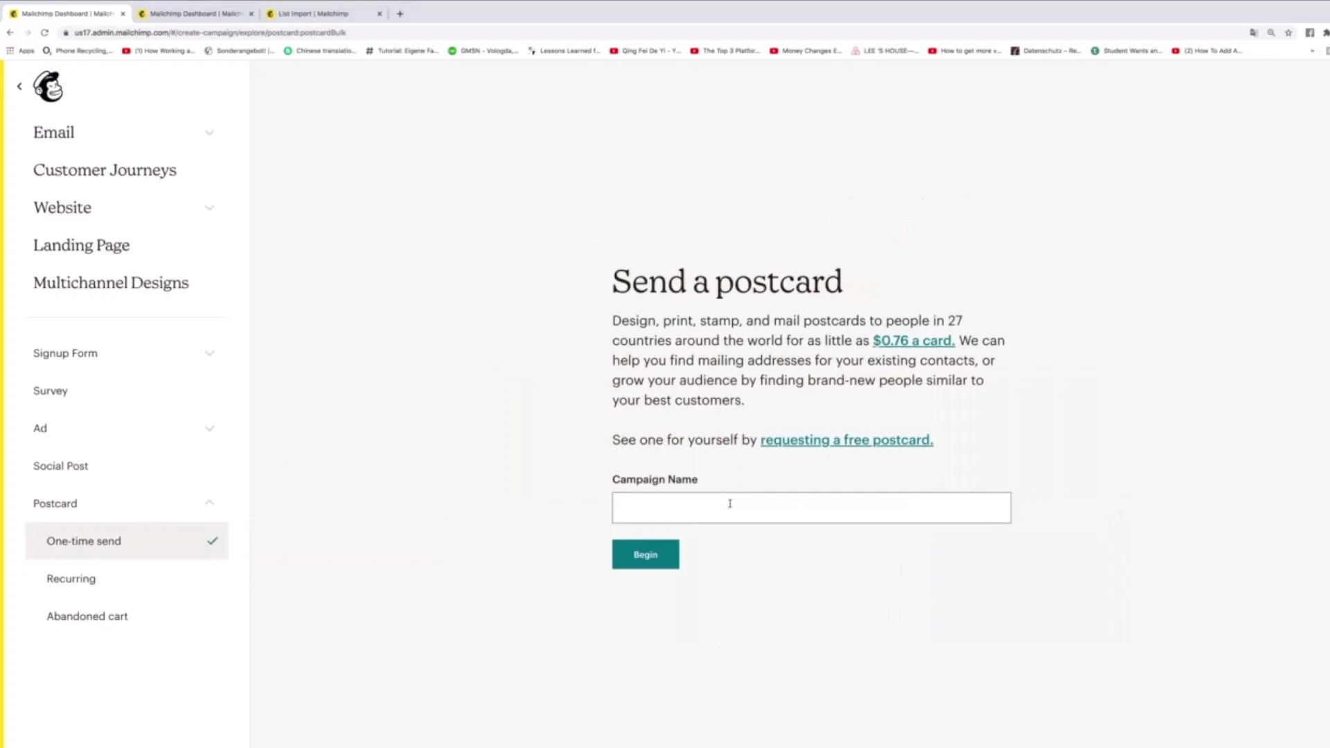 Posielanie pohľadníc je s Mailchimp jednoduché