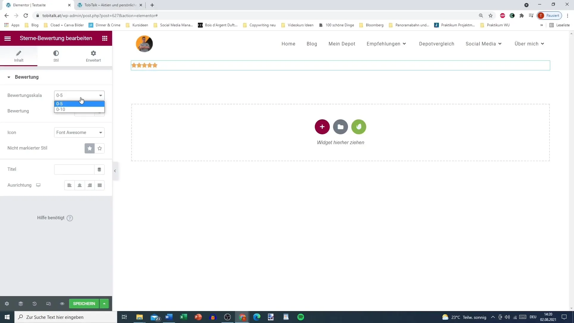 Optimal star rating in Elementor for WordPress
