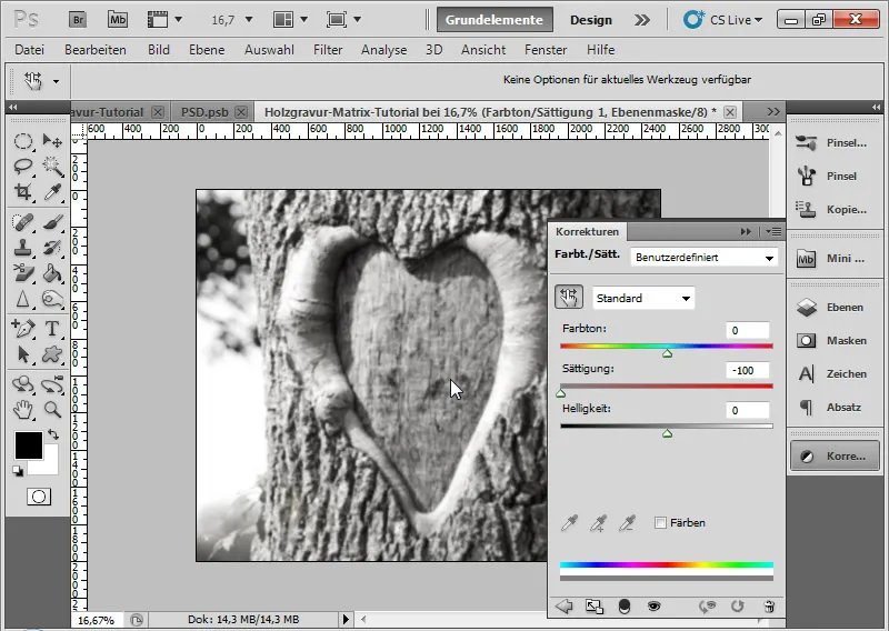 Graveringseffekt i tre for typografi og layout