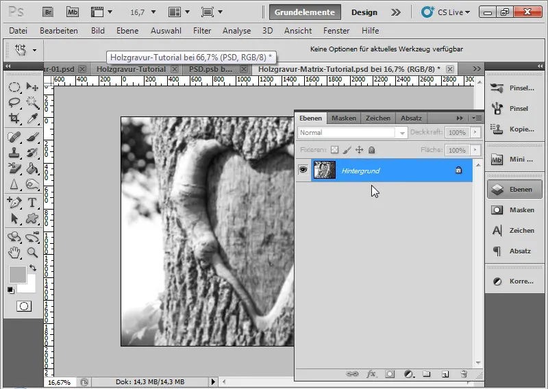 Graveringseffekt i tre for typografi og layout