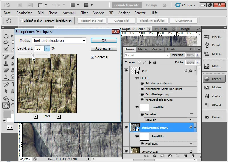 Graveringseffekt i tre for typografi og layout