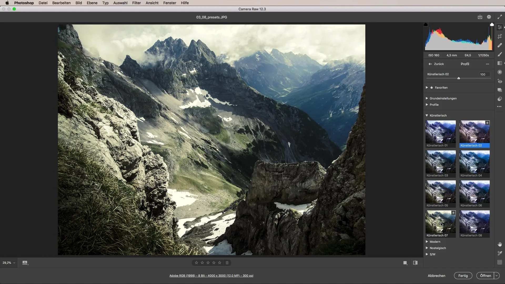 Flexibles Arbeiten mit Presets in Camera Raw