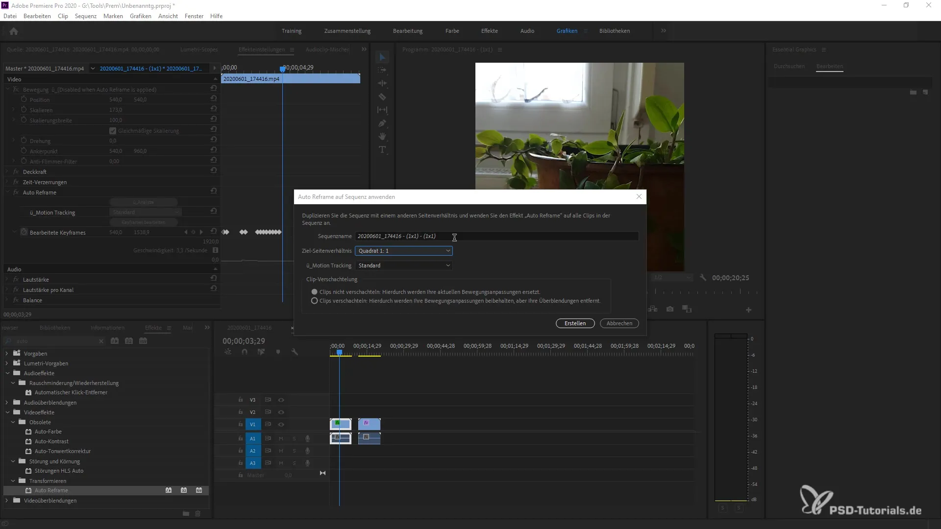Effectively using Auto Reframe in Premiere Pro CC 2020