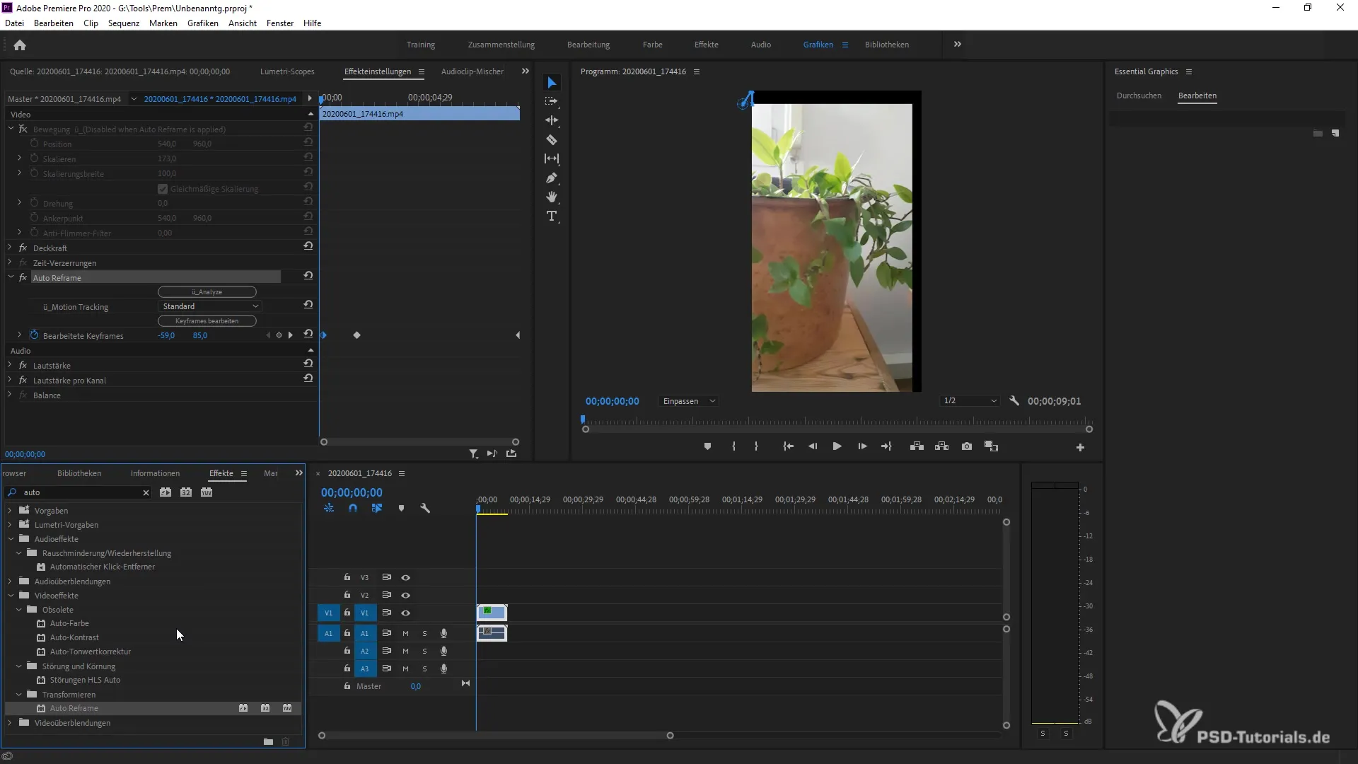 Effectively using Auto Reframe in Premiere Pro CC 2020