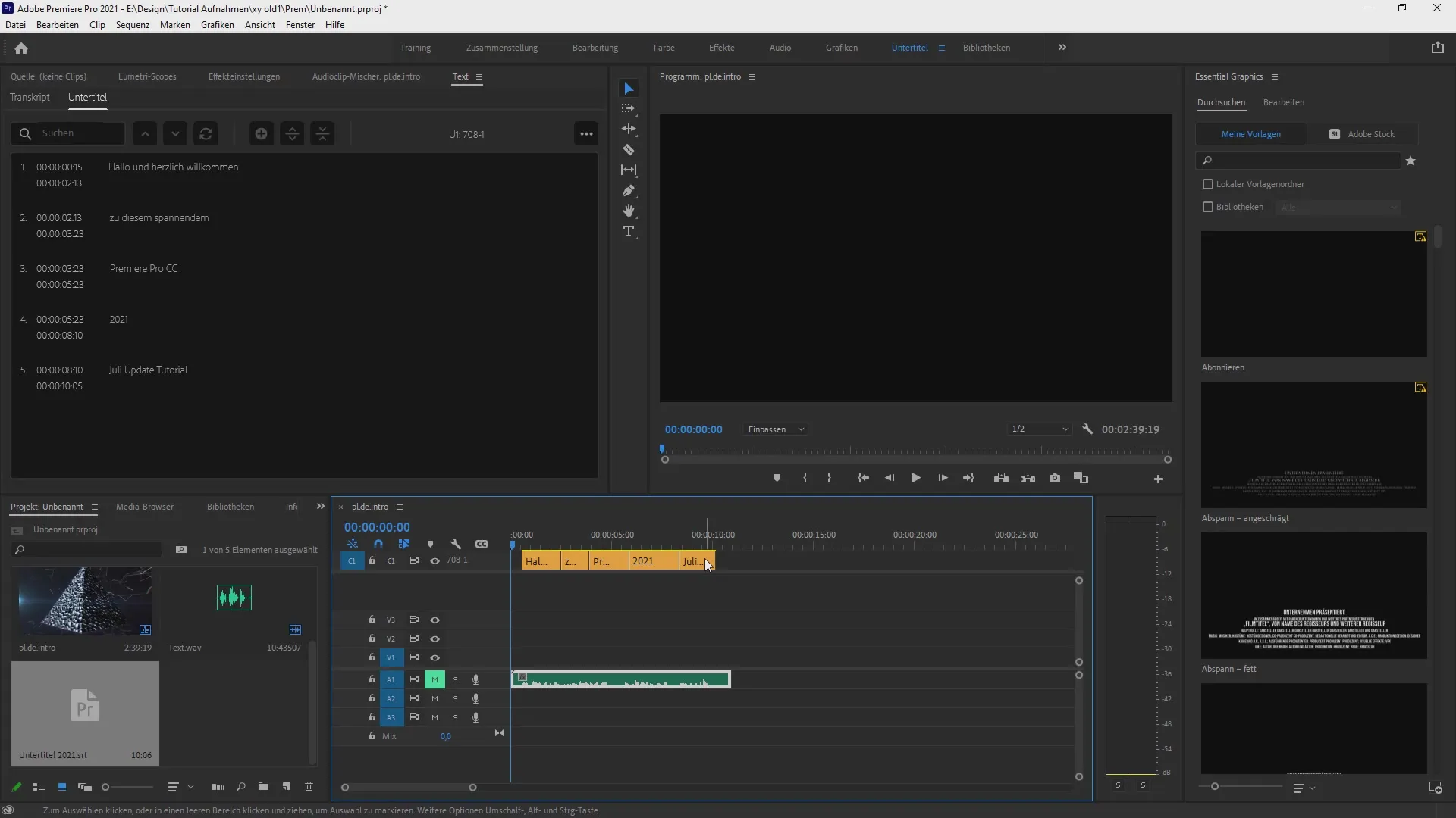 Create and edit subtitles in Premiere Pro CC