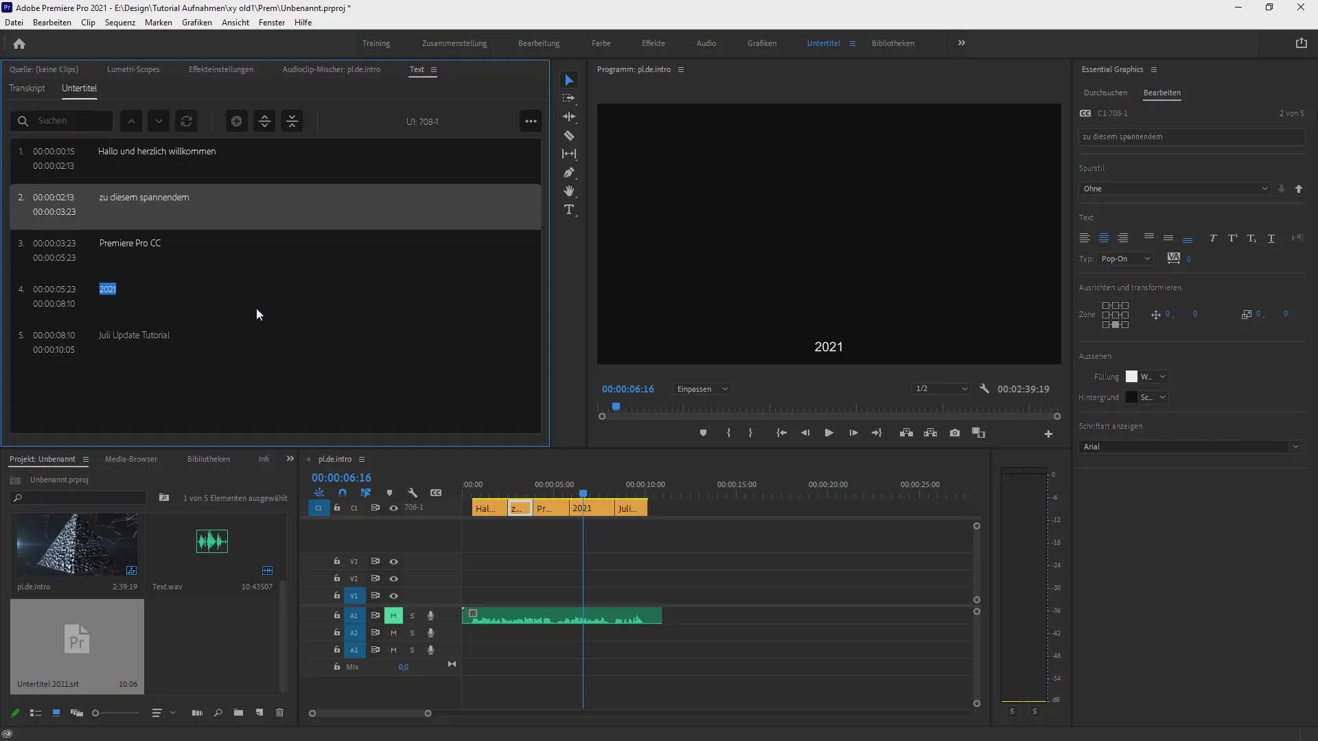 Create and edit subtitles in Premiere Pro CC