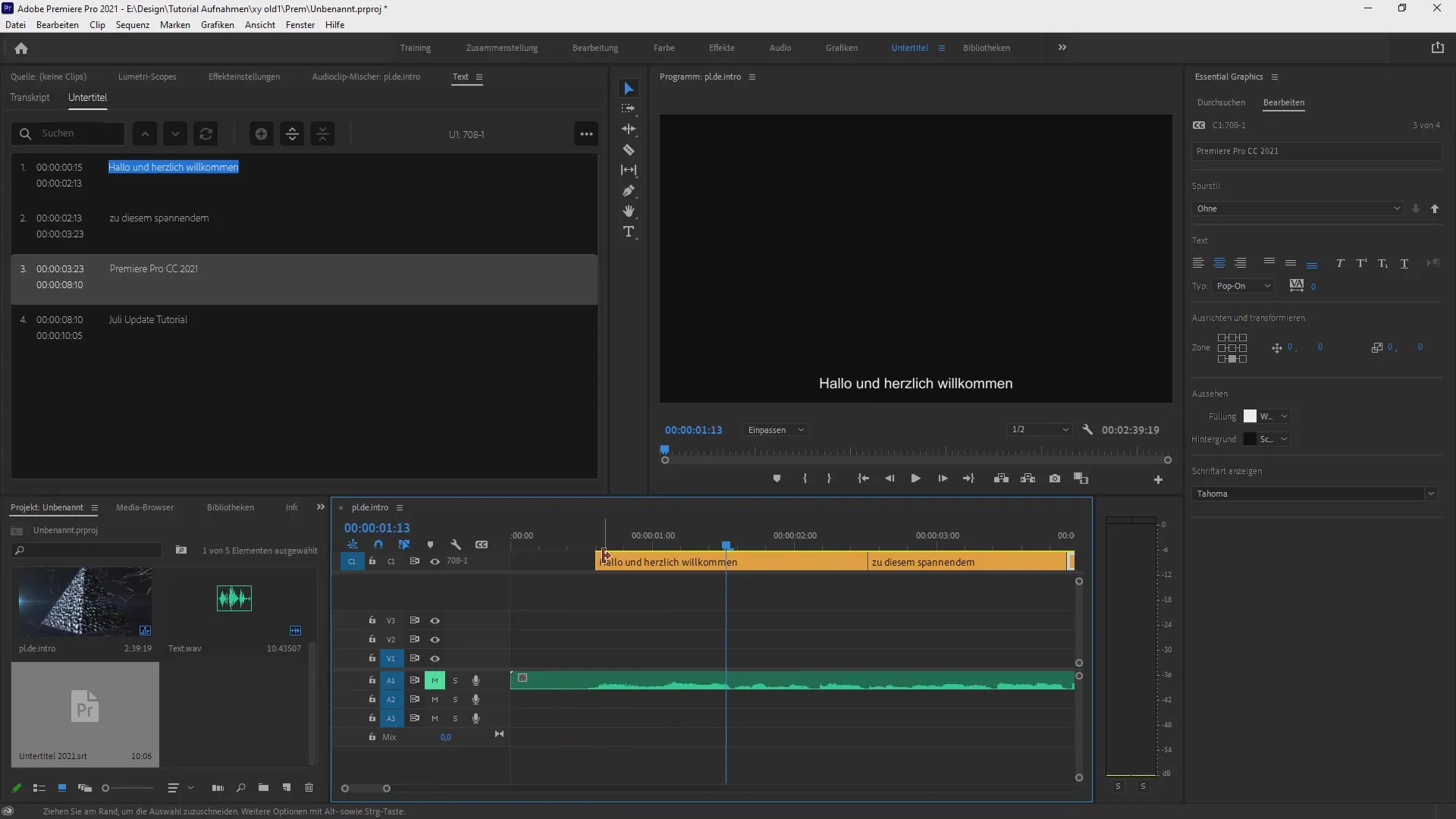 Create and edit subtitles in Premiere Pro CC