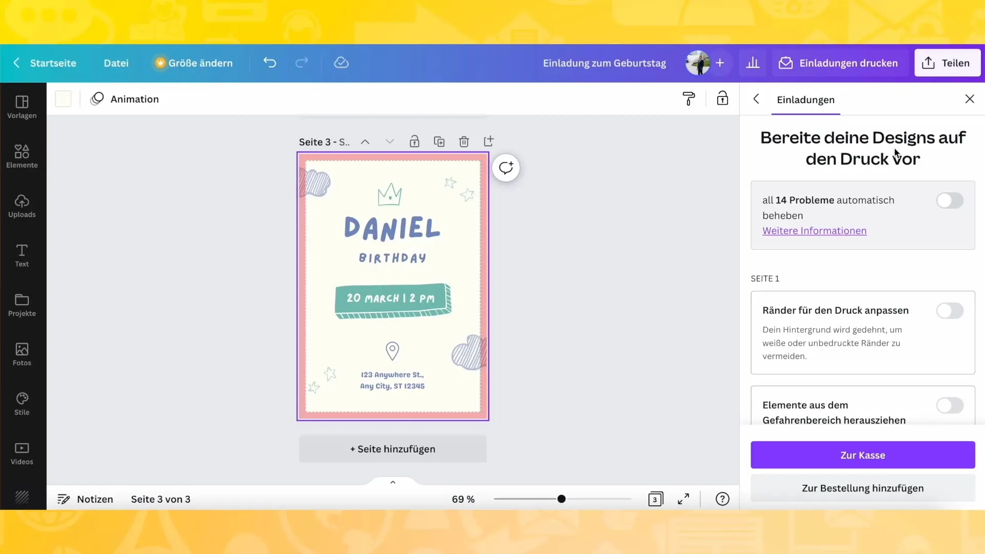 Creating invitation cards with Canva - A detailed step-by-step guide