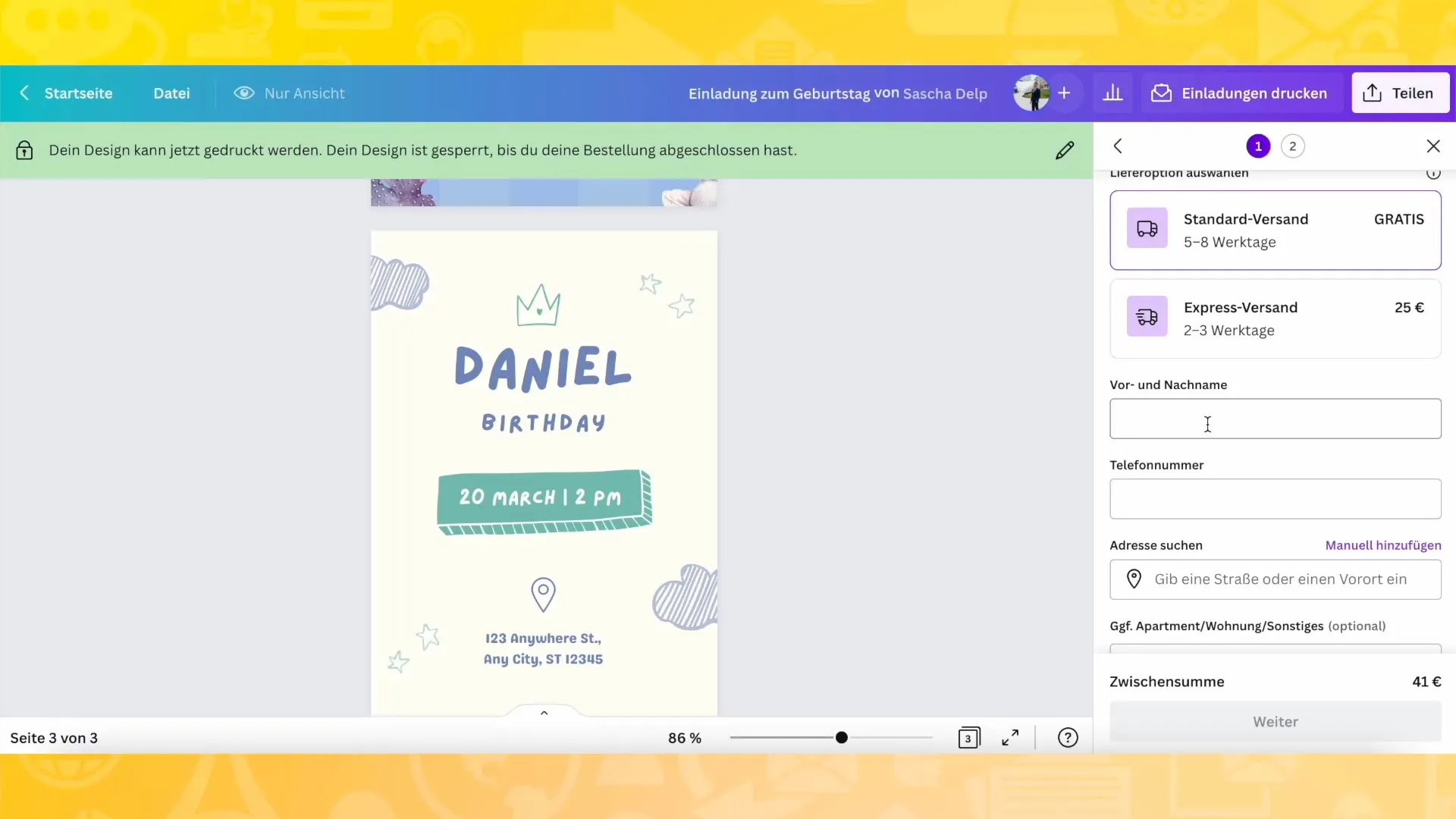 Creating invitation cards with Canva - A detailed step-by-step guide