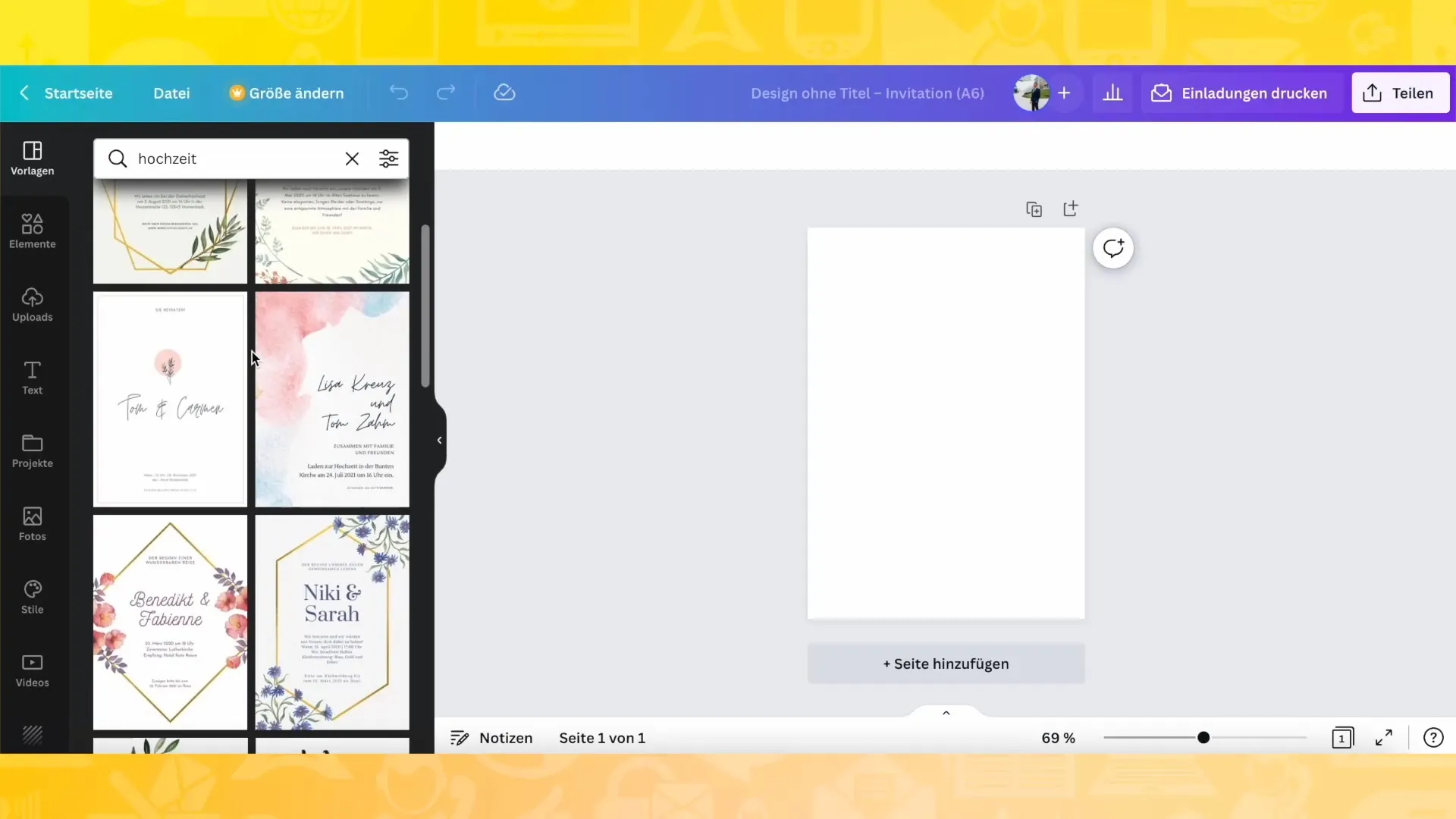 Creating invitation cards with Canva - A detailed step-by-step guide