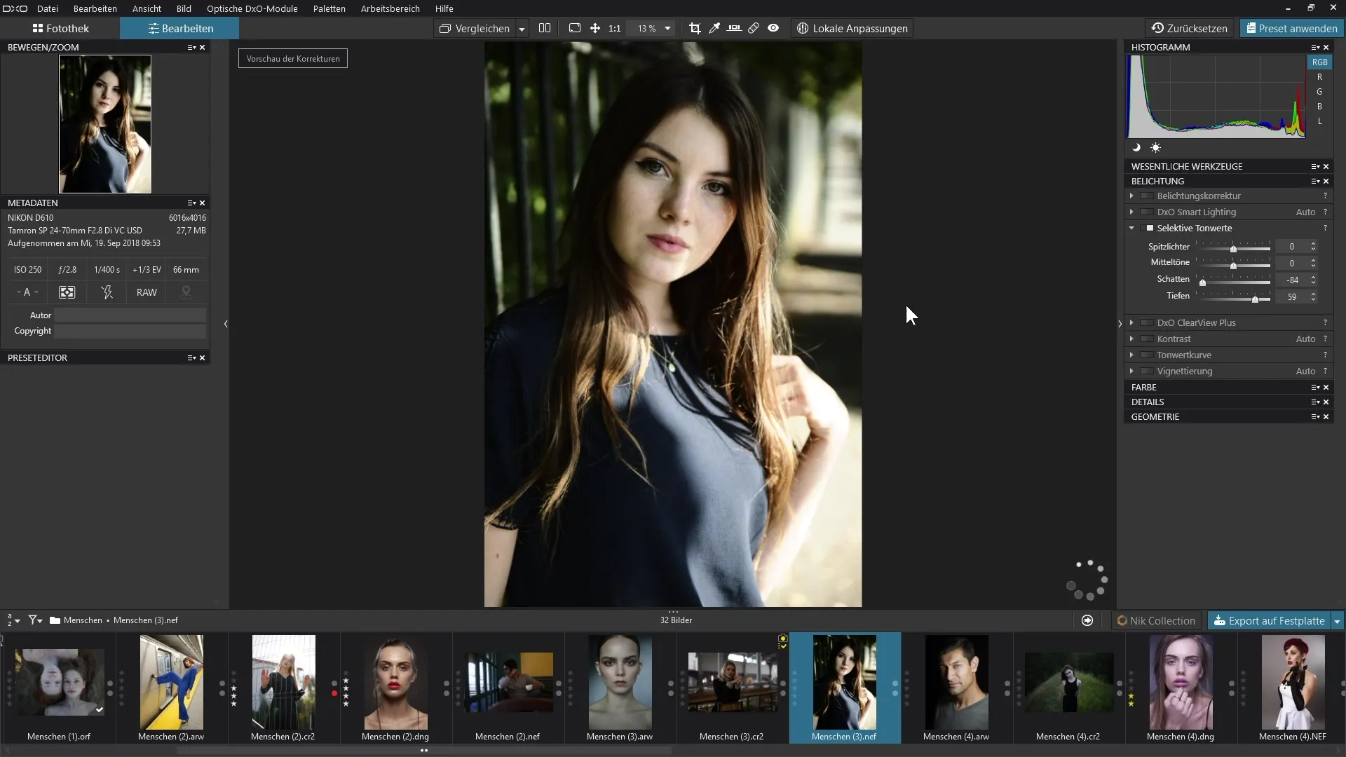 Uso efetivo de Tons Selecionados no DxO PhotoLab