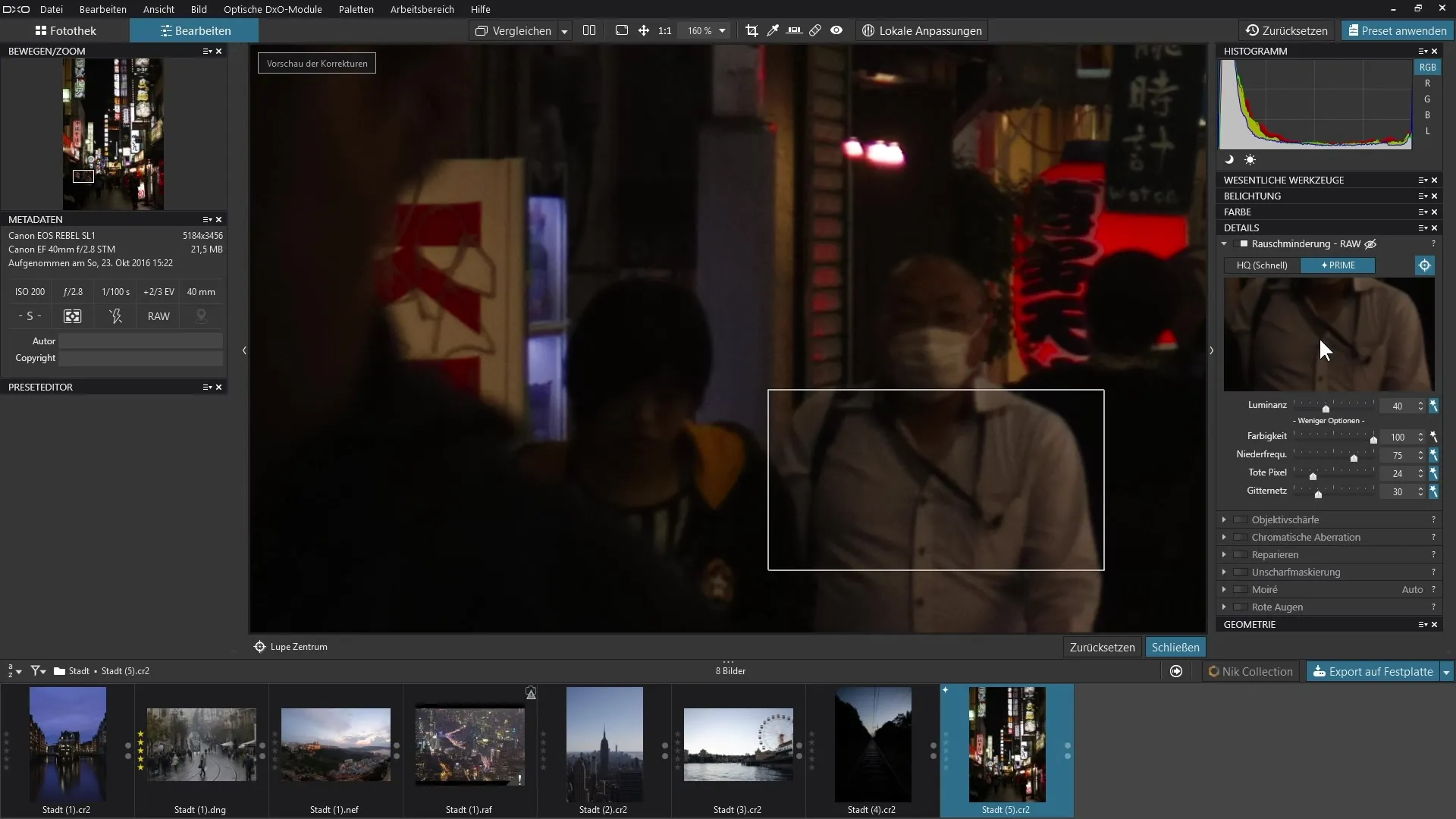 Redução de ruído no DxO PhotoLab para imagens RAW