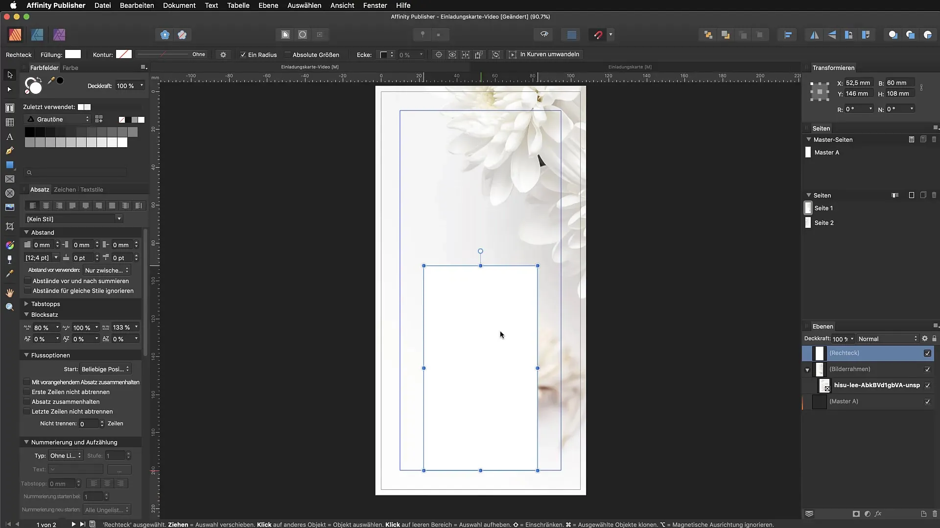 Objecten in Affinity Publisher ontwerpen en tekst integreren