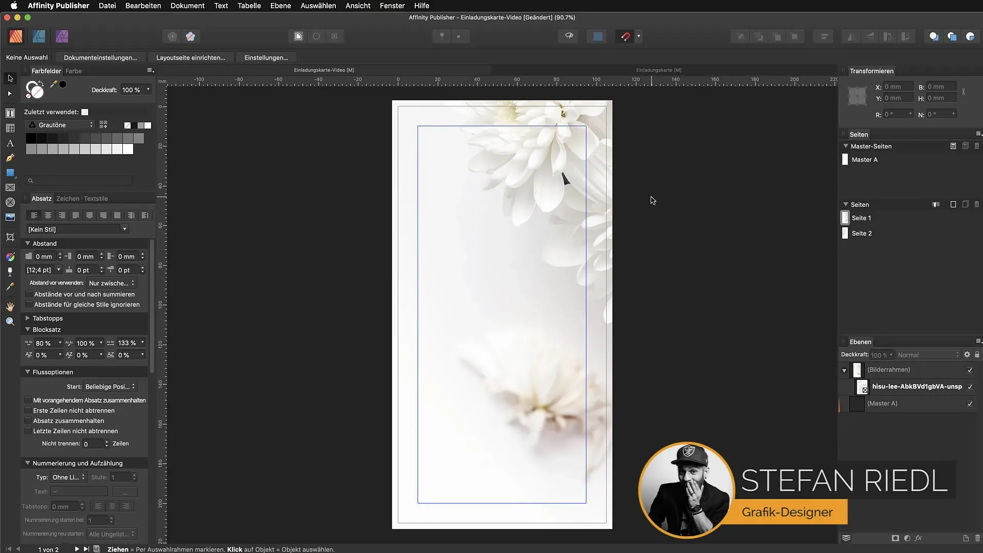 Objecten in Affinity Publisher vormgeven en tekst integreren