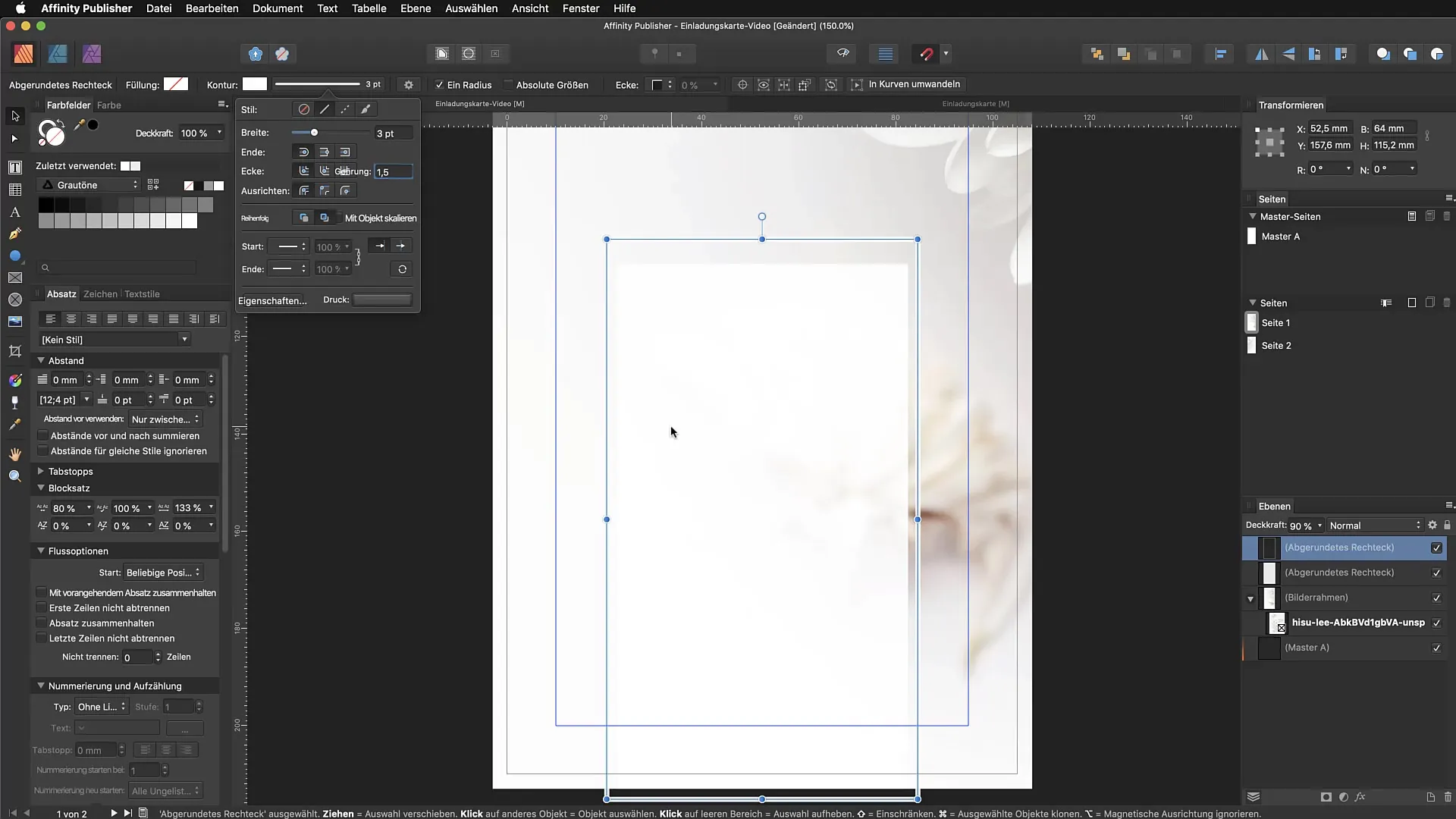 Objecten in Affinity Publisher ontwerpen en tekst integreren