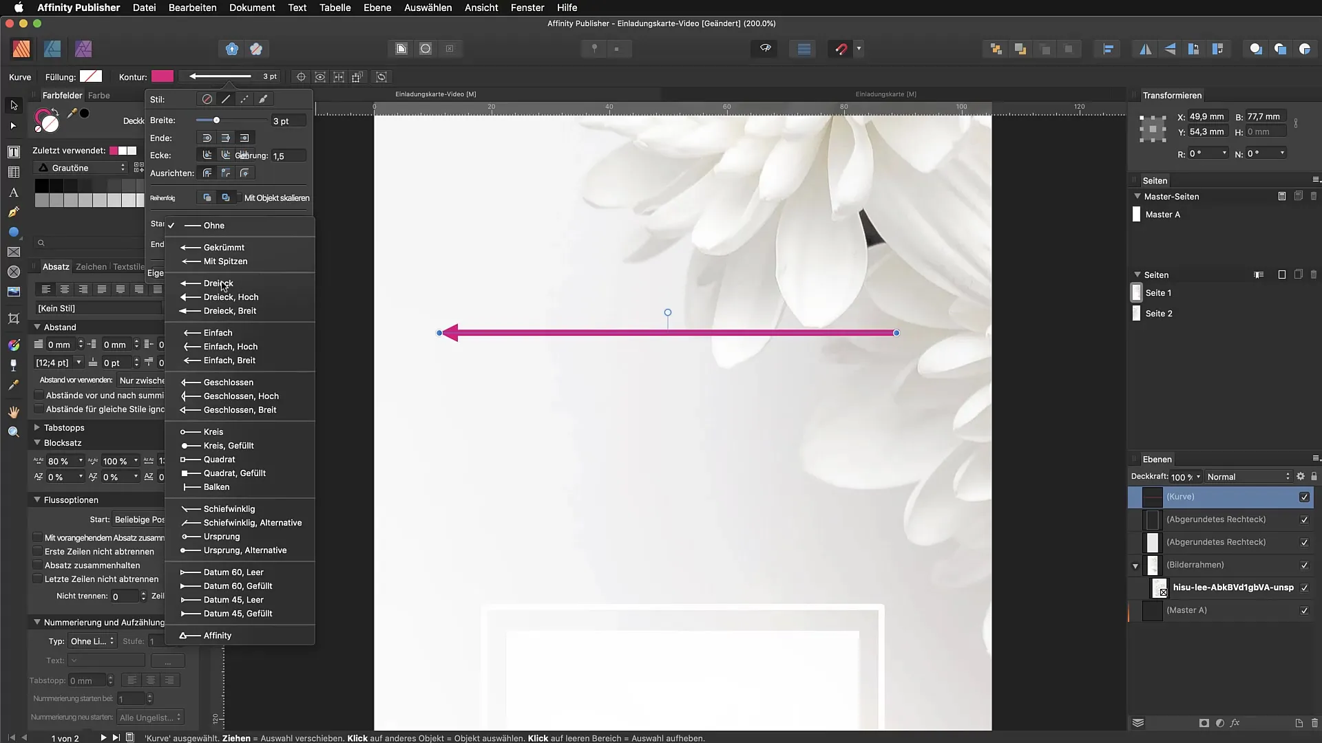 Objecten in Affinity Publisher vormgeven en tekst integreren