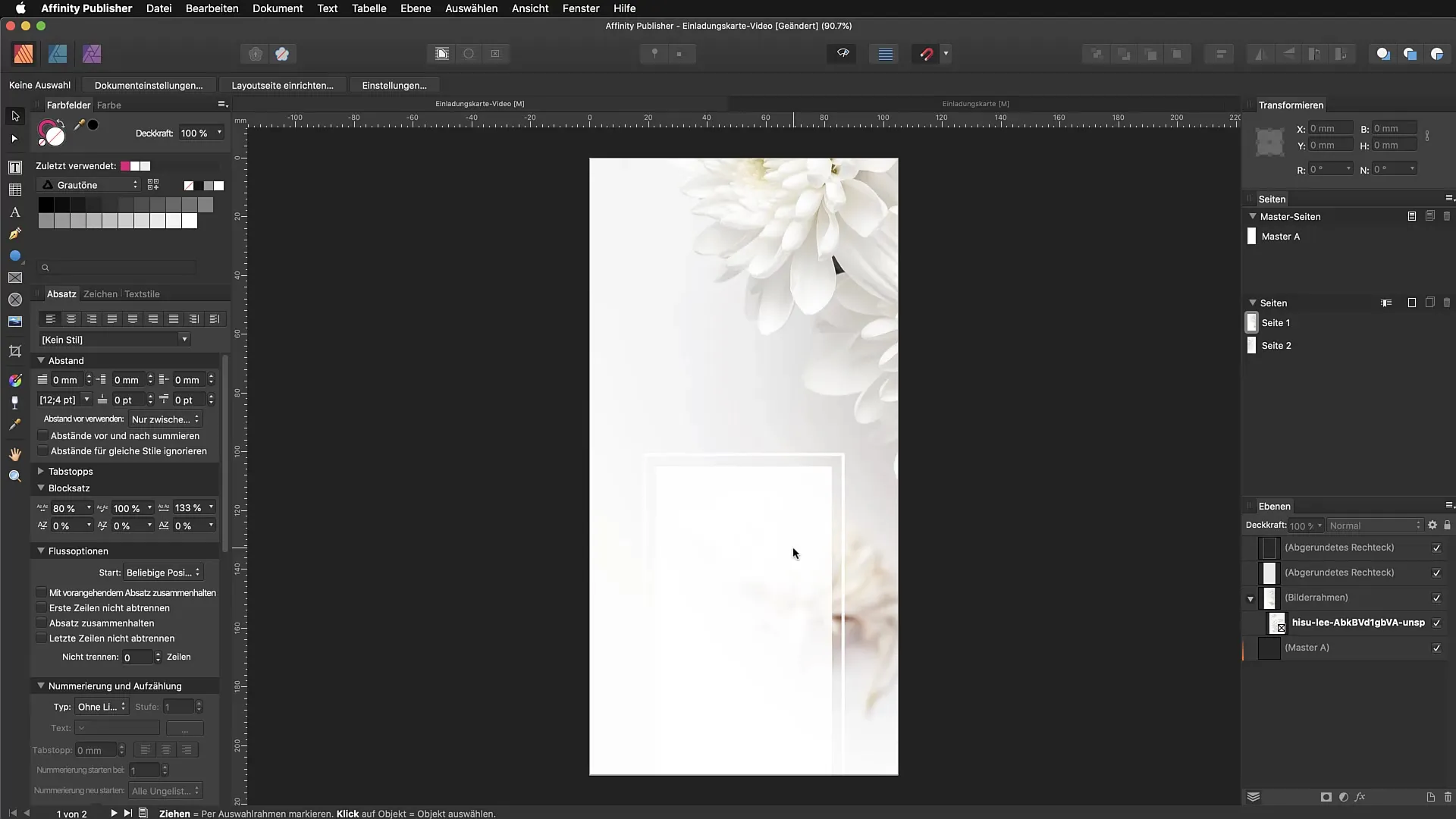 Objecten in Affinity Publisher ontwerpen en tekst integreren
