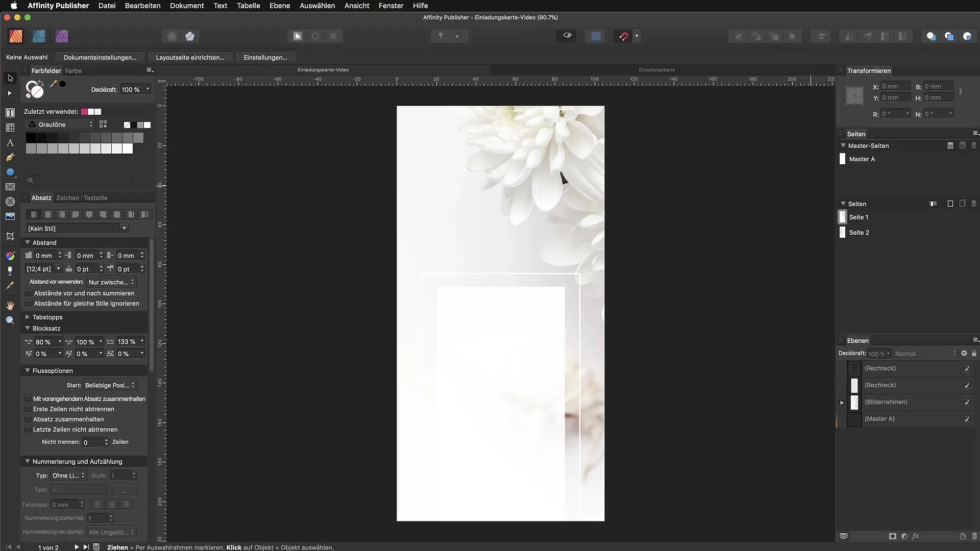 Grafische en kadetekst begrijpen in Affinity Publisher