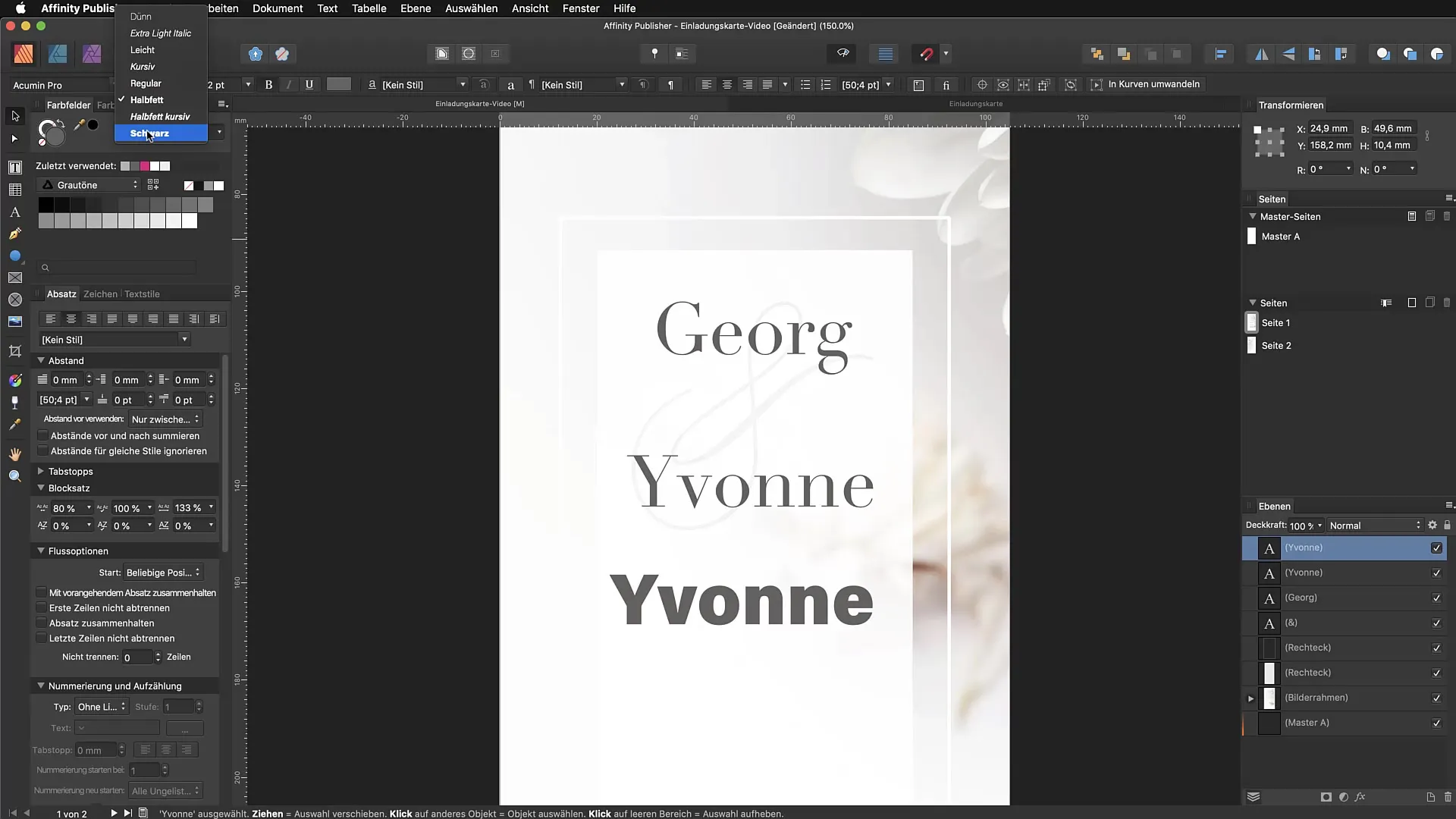 Grafische en kadetekst in Affinity Publisher begrijpen