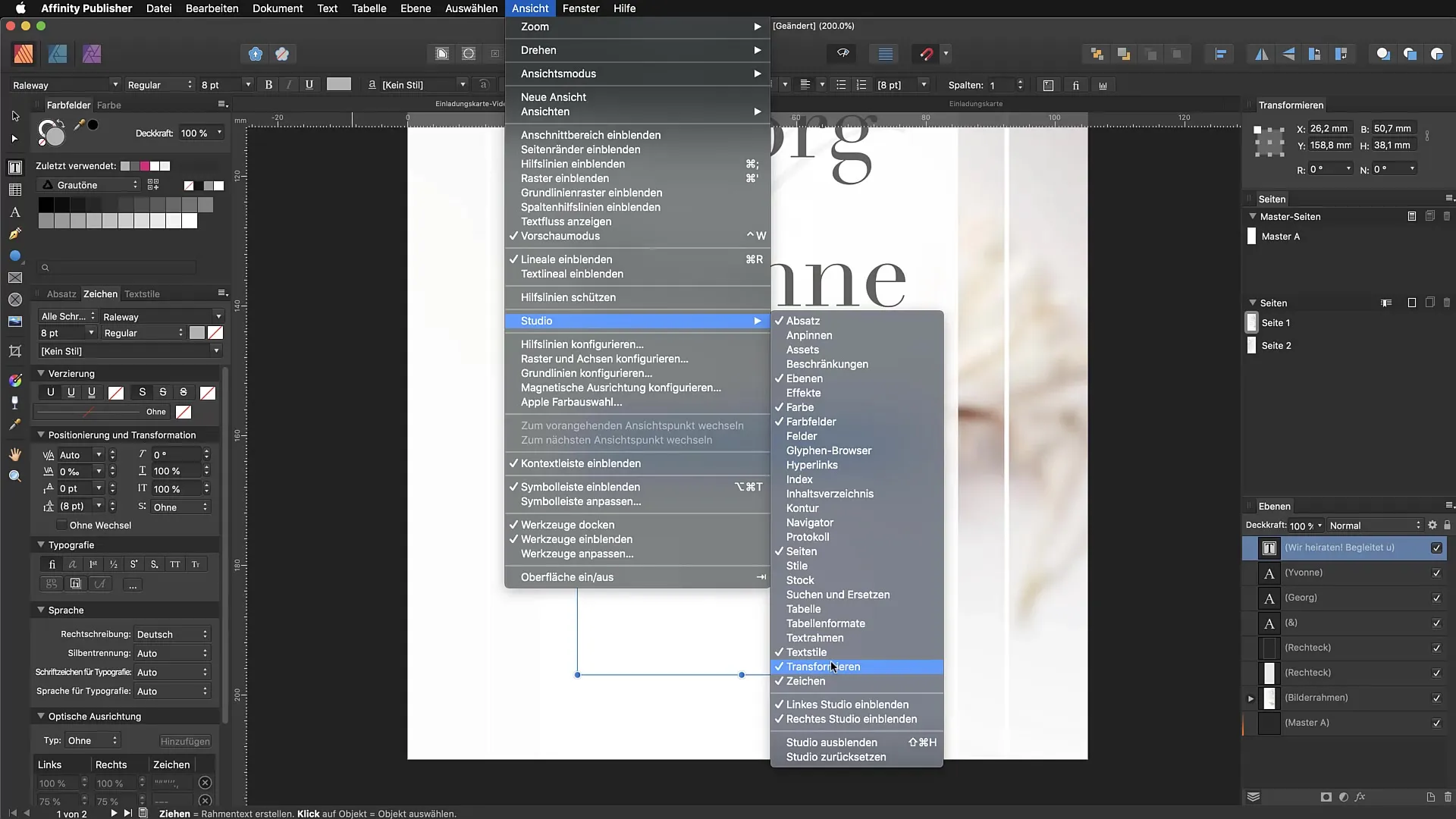 Grafische en kadertekst in Affinity Publisher begrijpen