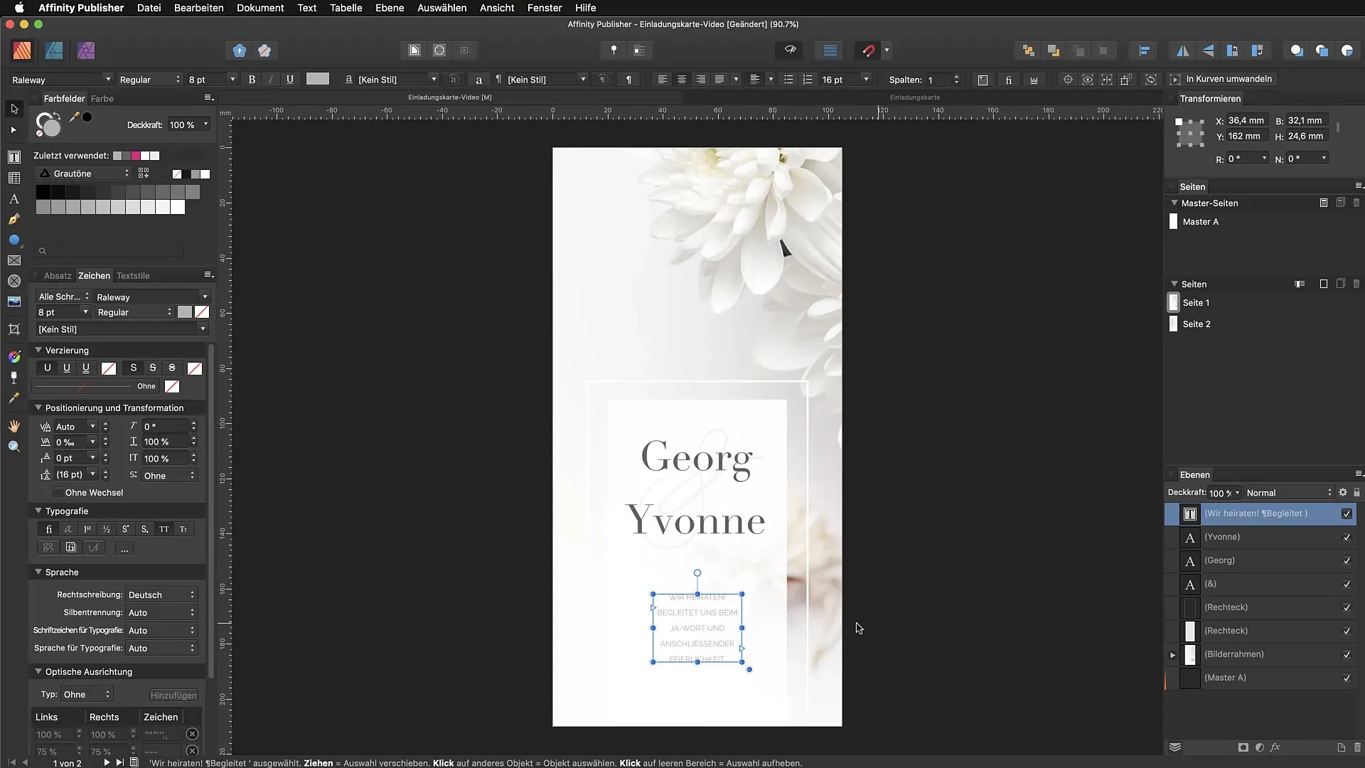 Grafische en kadetekst in Affinity Publisher begrijpen