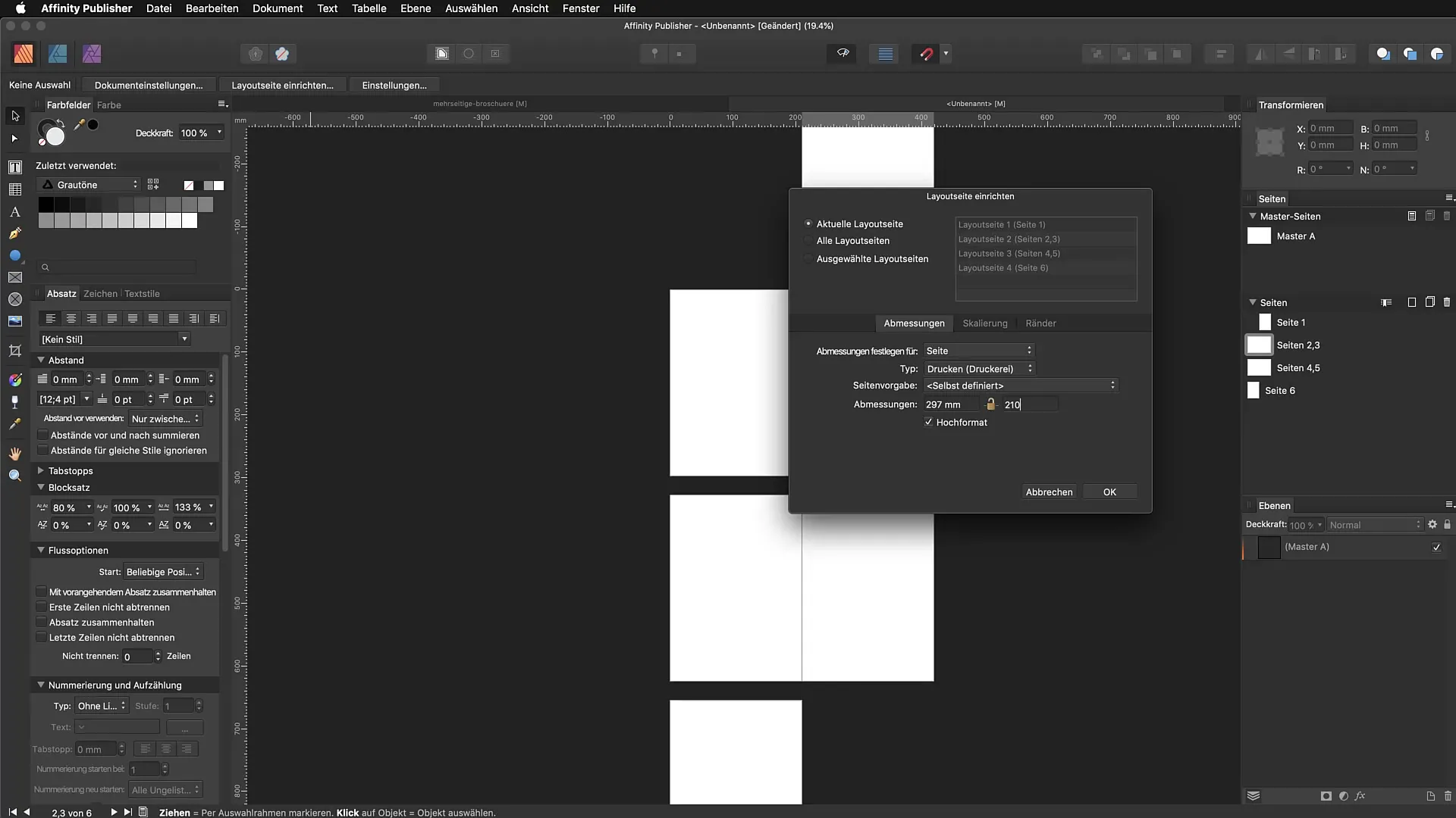 Dubbelzijdige lay-outs maken in Affinity Publisher