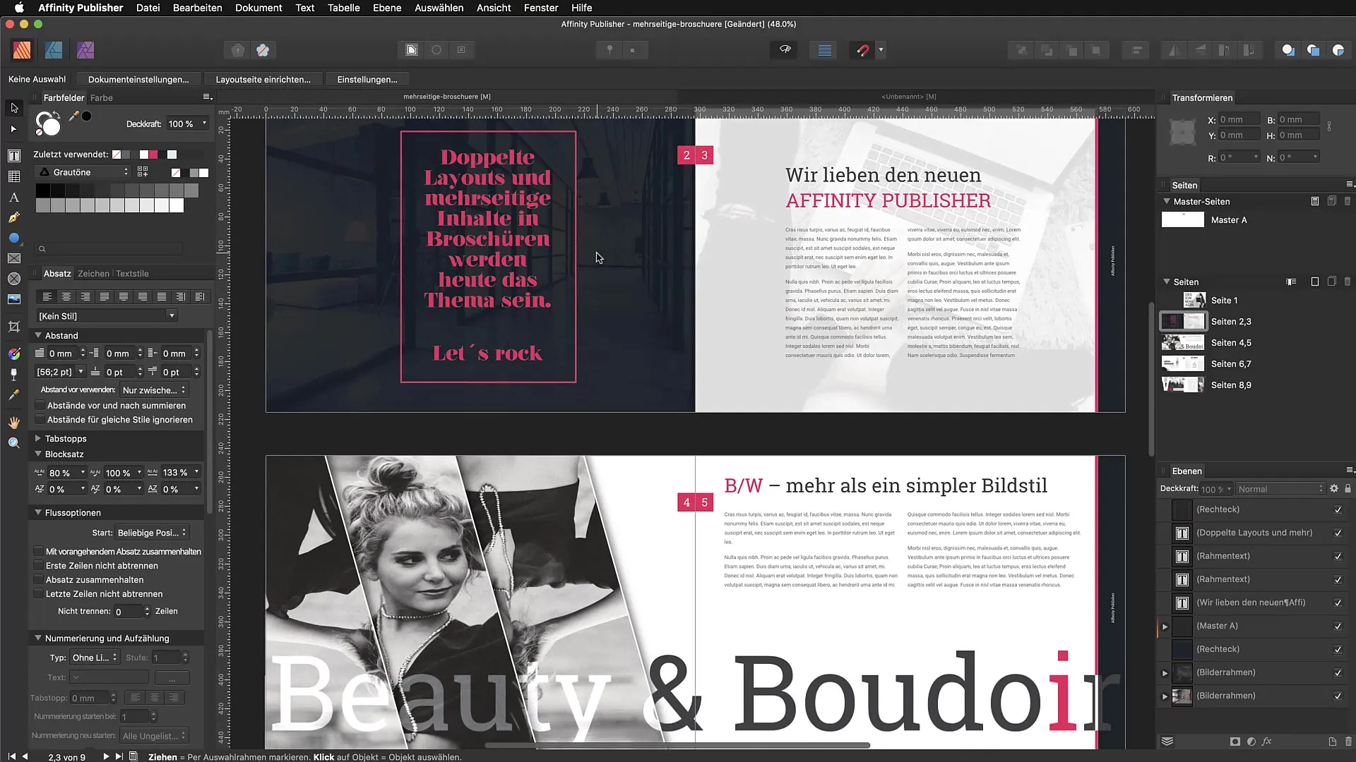 Dubbelzijdige lay-outen maken in Affinity Publisher