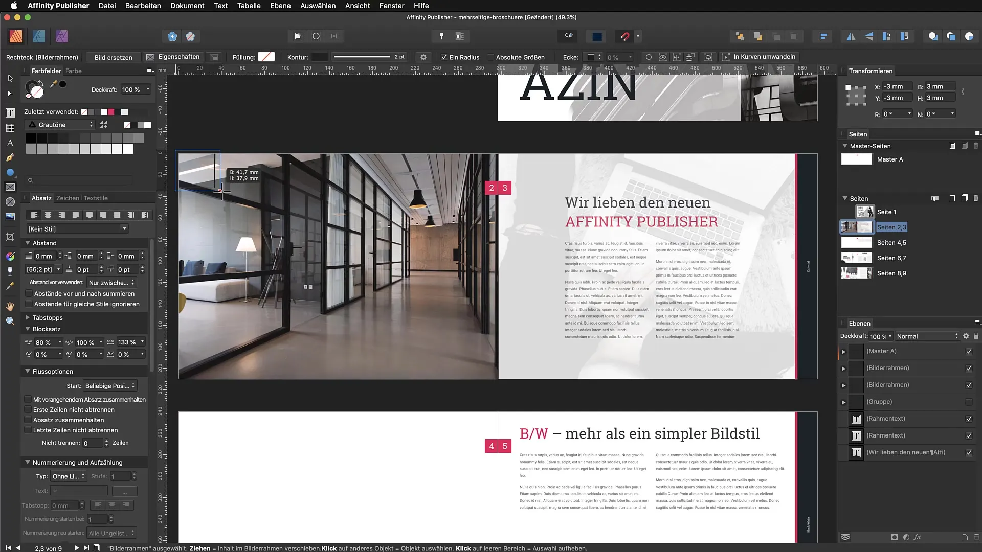 Optimale benuttings van het middelenbeheer in Affinity Publisher