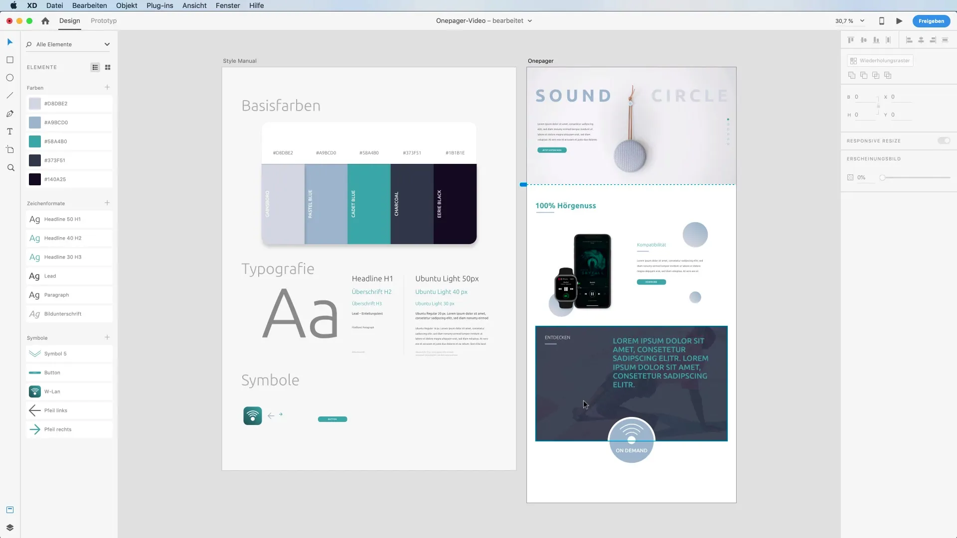 Egy oldalas hatékony elkészítése Adobe XD-vel – 1. rész