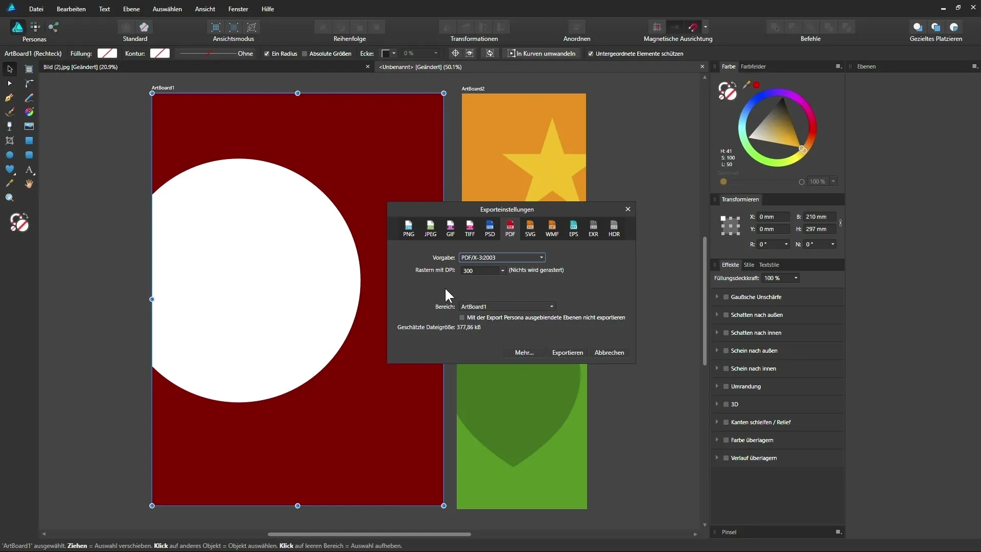 Hatékony tárolás és exportálás az Affinity Designerben