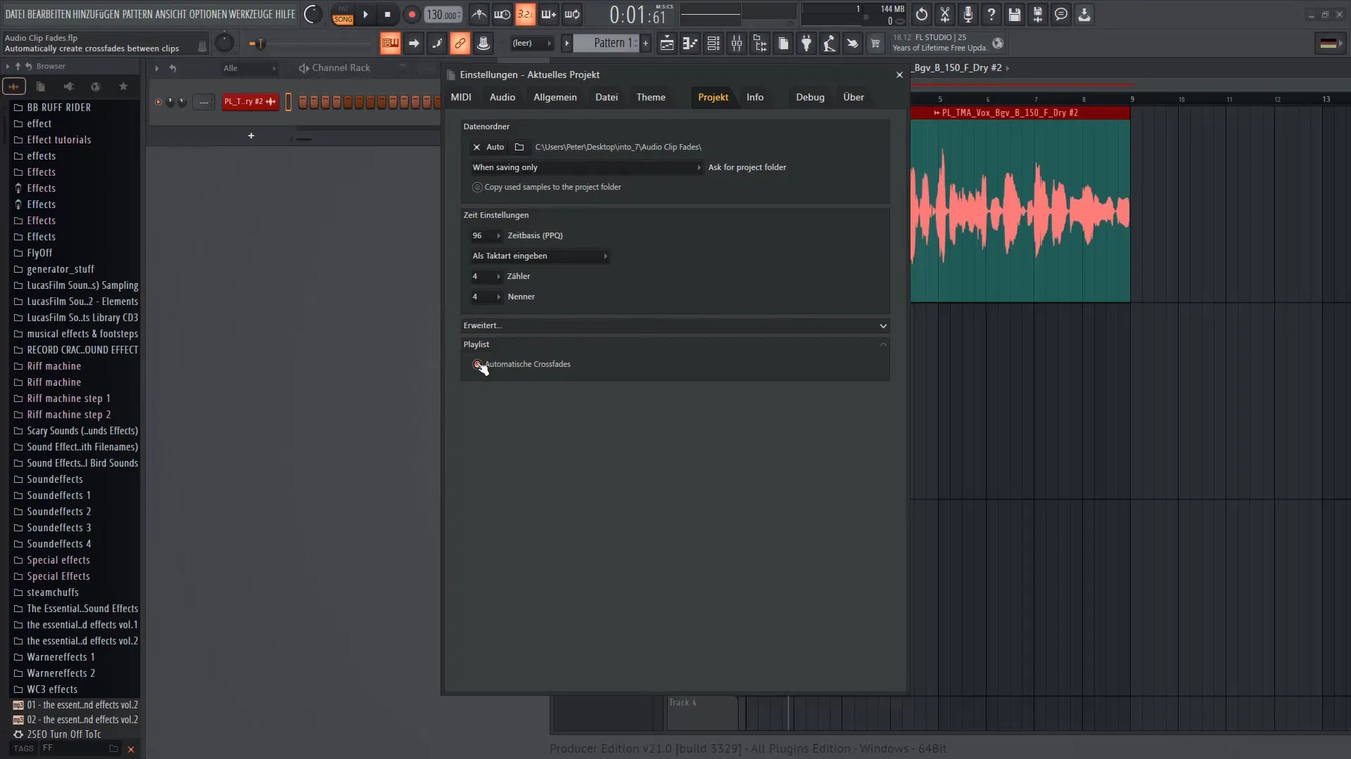 FL Studio 21: 오디오 클립 페이드 올바르게 사용하기