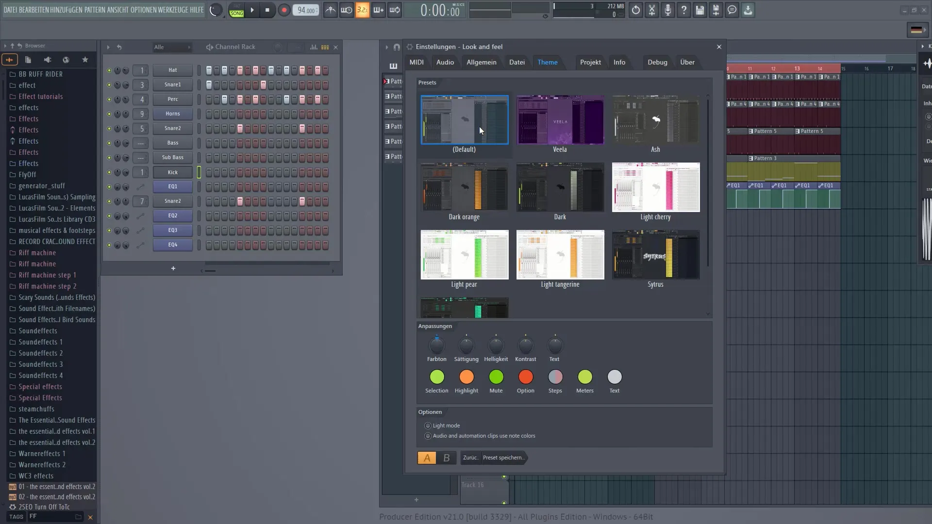 FL Studio 21: 맞춤형 디자인을 위한 새로운 사용자 인터페이스 테마 사용